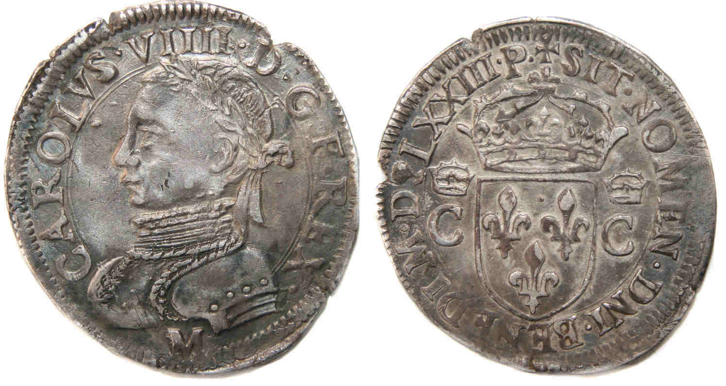 Monnaies royales francaises-CHARLES IX-DEMI TESTON 1573 TOULOUSE