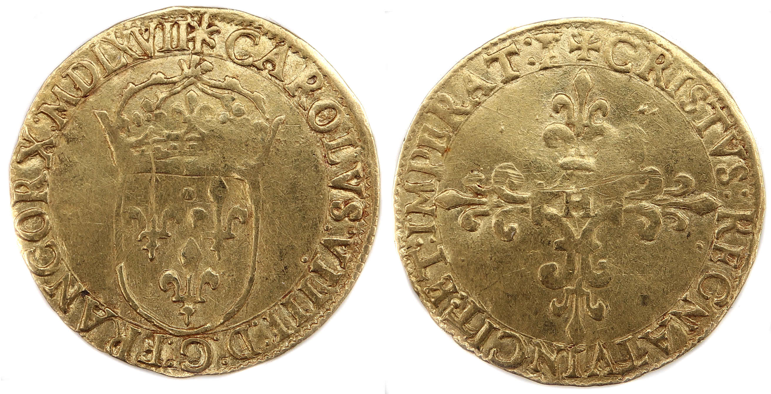 Monnaies royales francaises-CHARLES VIIII-LA ROCHELLE-1567-Ecu d'Or