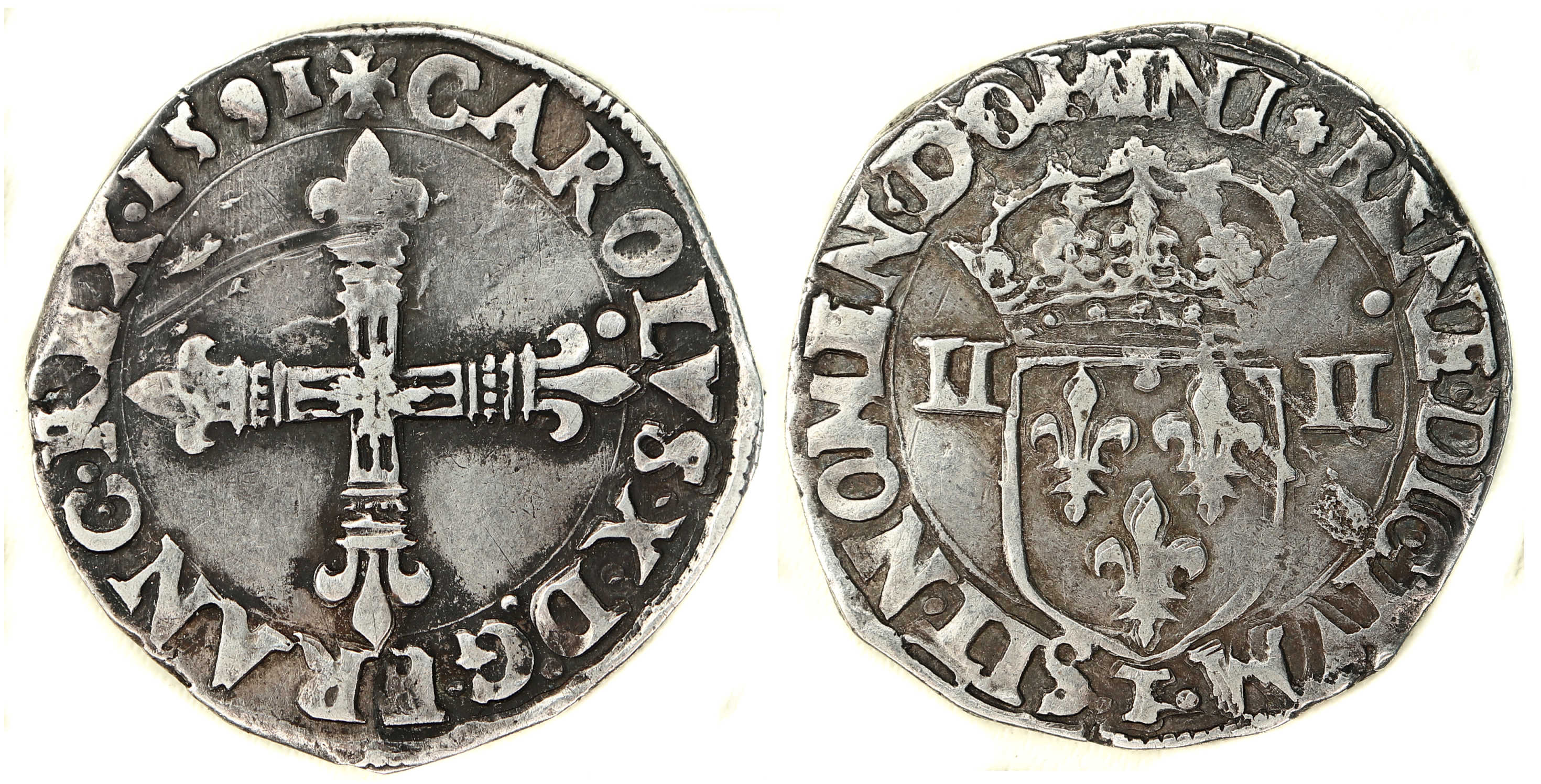 Monnaies CHARLES X-quart ecu-1591-Nantes