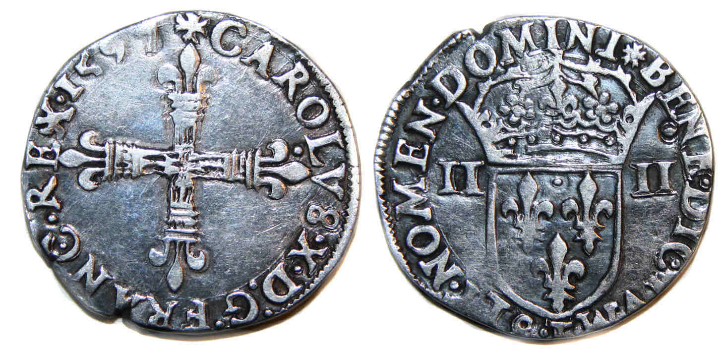 Monnaie Charles X-Quart Ecu-1597-Nantes
