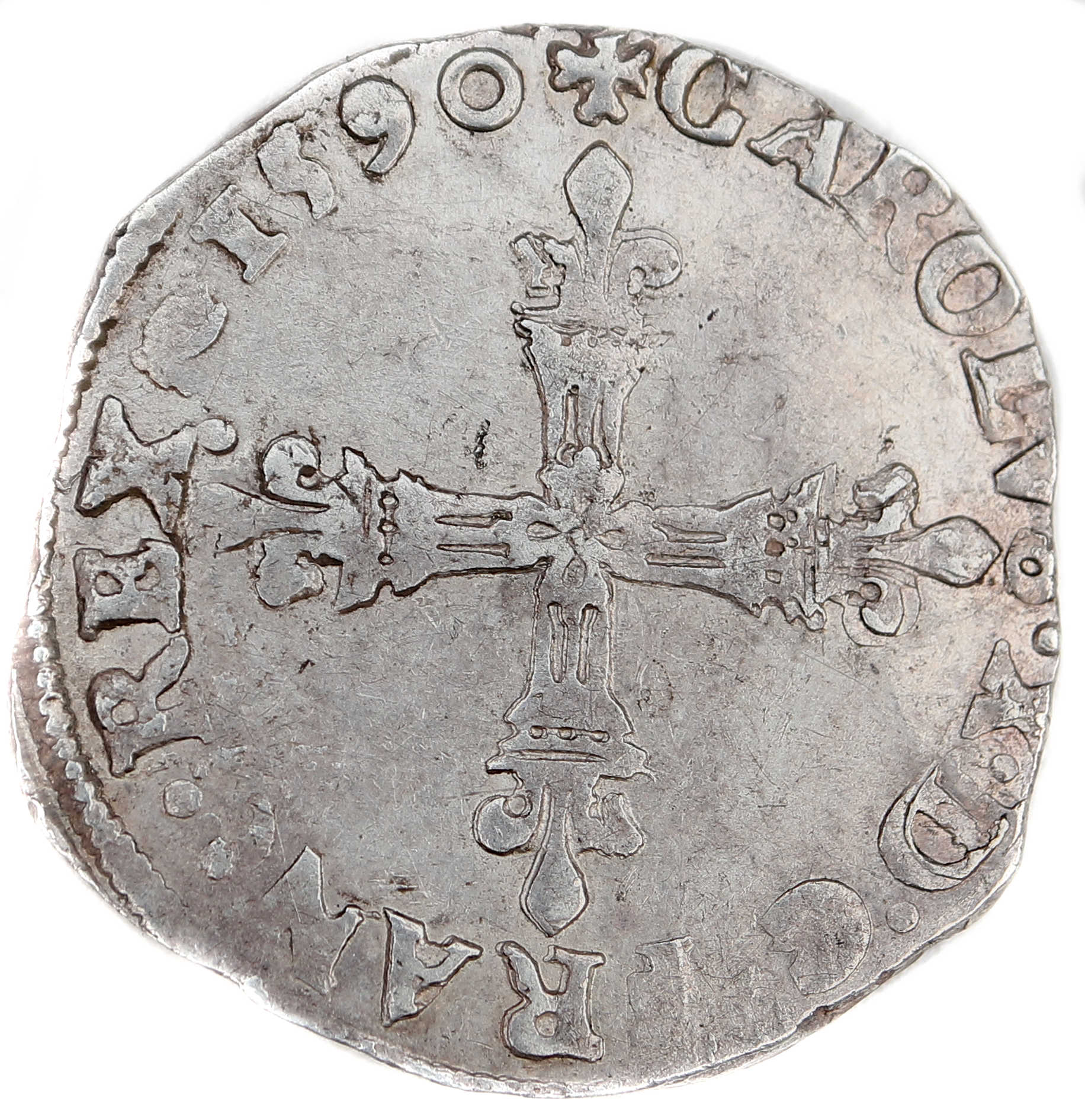 Monnaie CHARLES X-quart ecu-1590-PARIS-droit