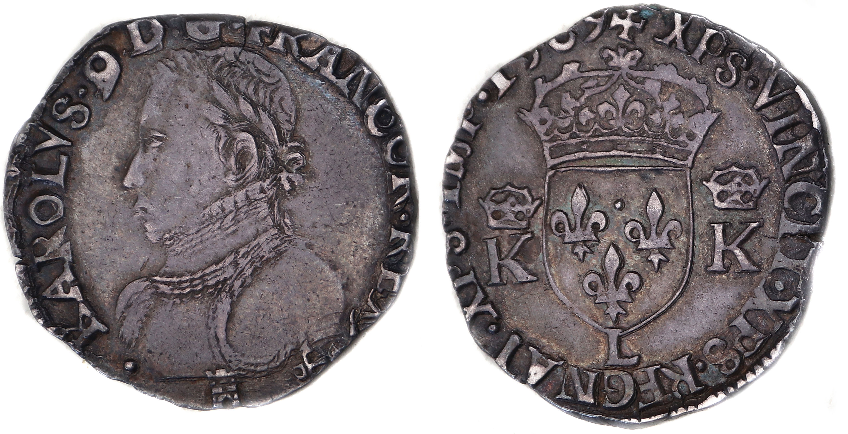 CHARLES IX DEMI TESTON 1569 BAYONNE