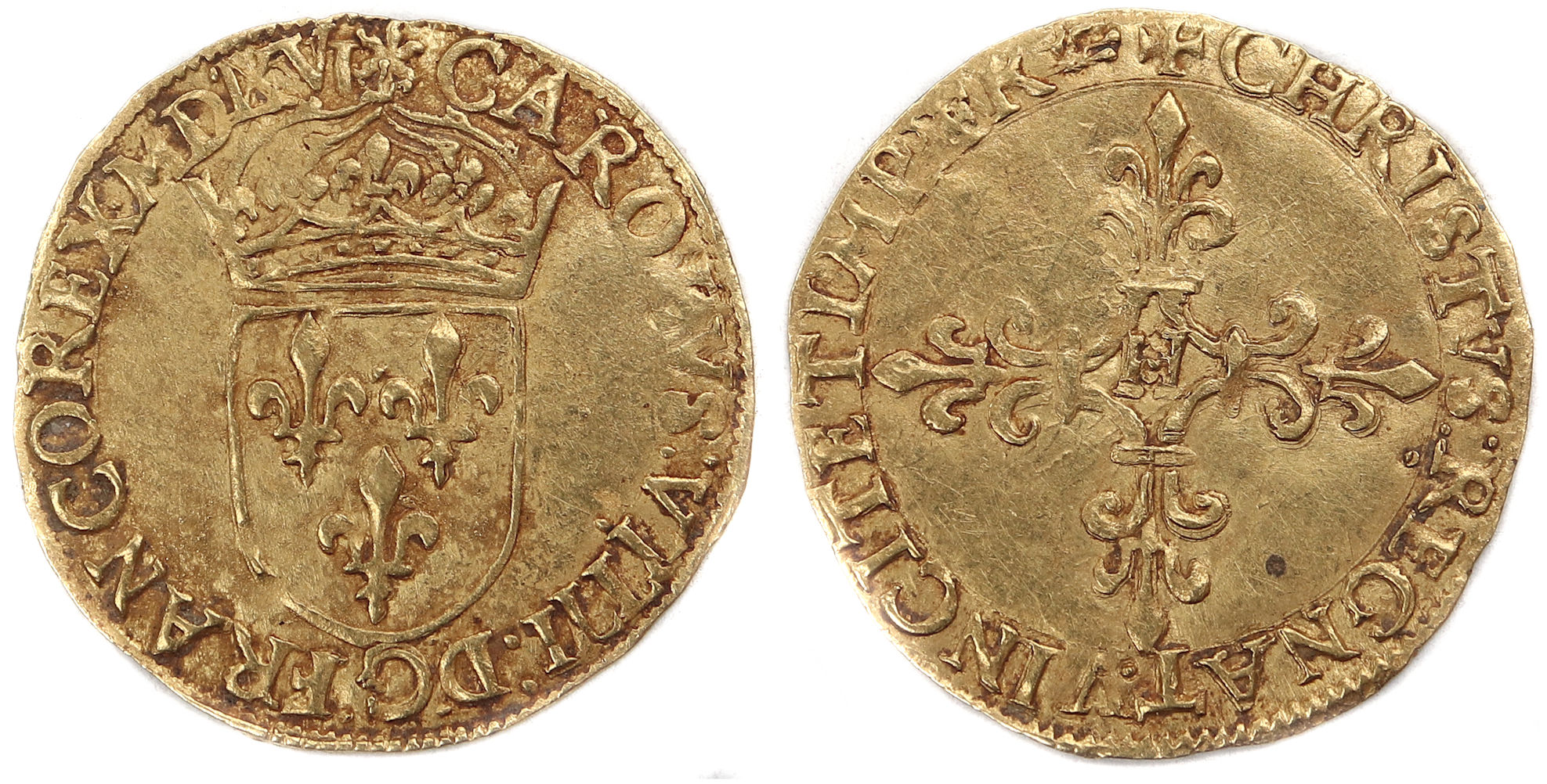 monnaies royales francaise charles IX ecu or 1566 la rochelle