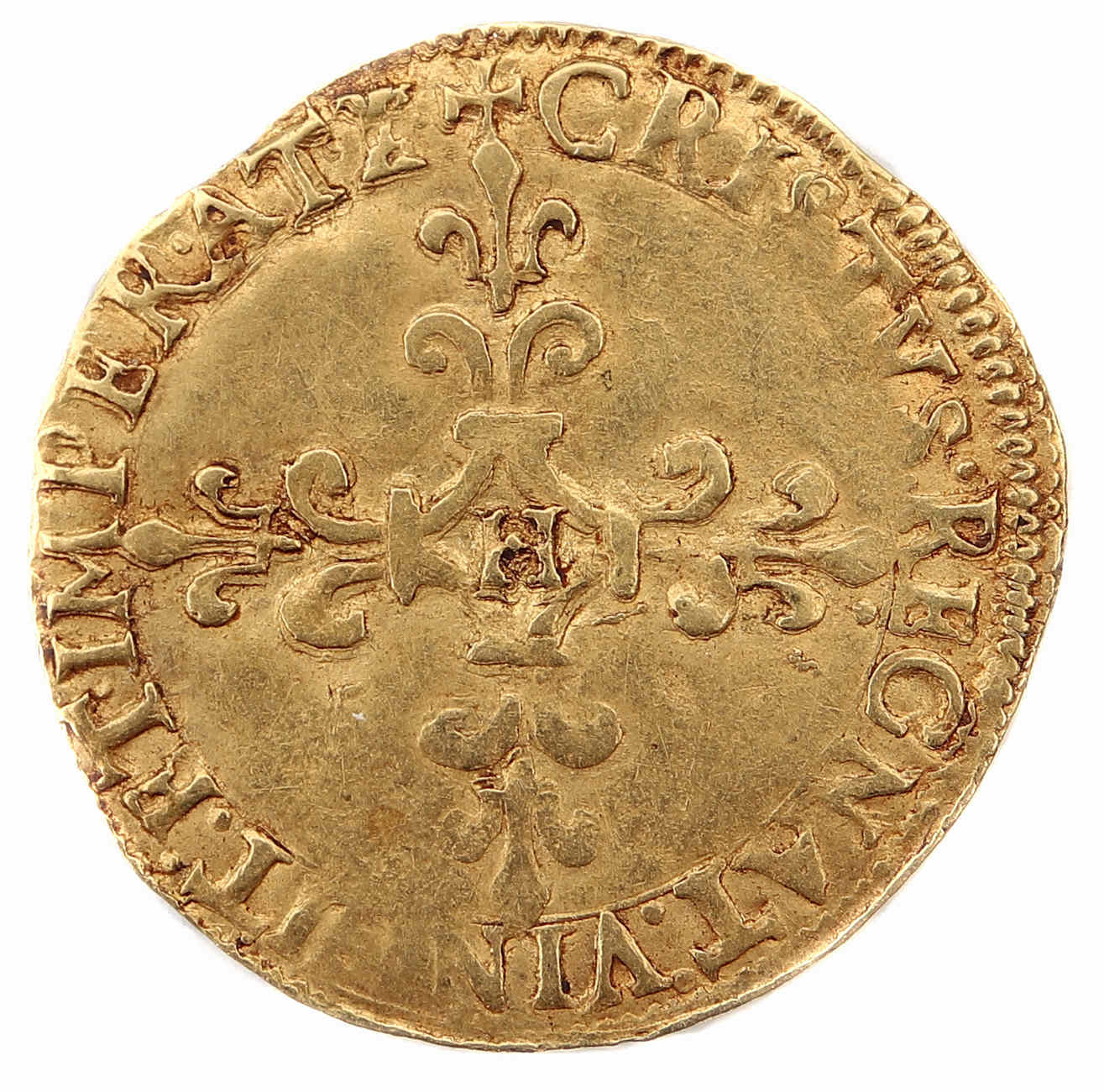 Monnaies royales francaises-Charles VIIII-Ecu Or-1568-LA ROCHELLE-revers