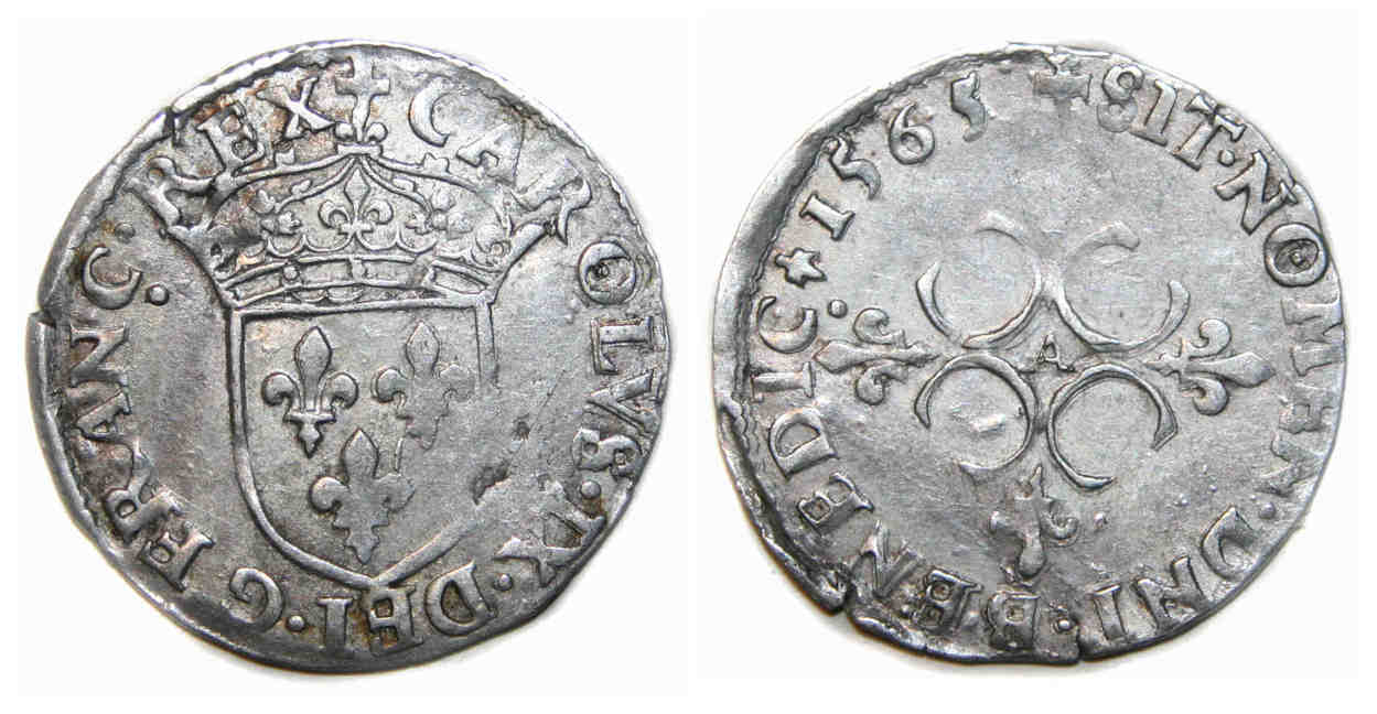 Monnaies royales Charles 9 SOL PARIS-1565