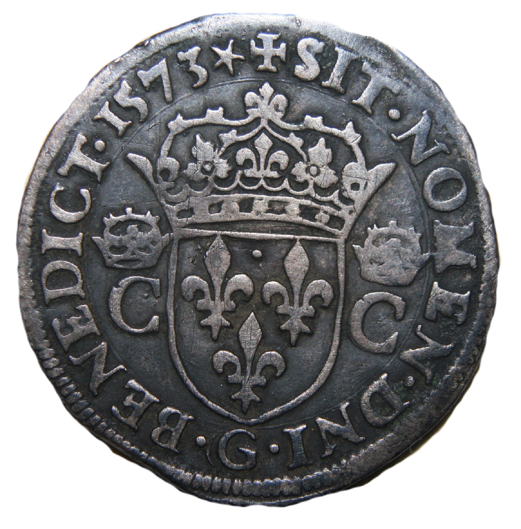 Monnaies royales francaises-Charles 9-Teston-1573-POITIERS-revers