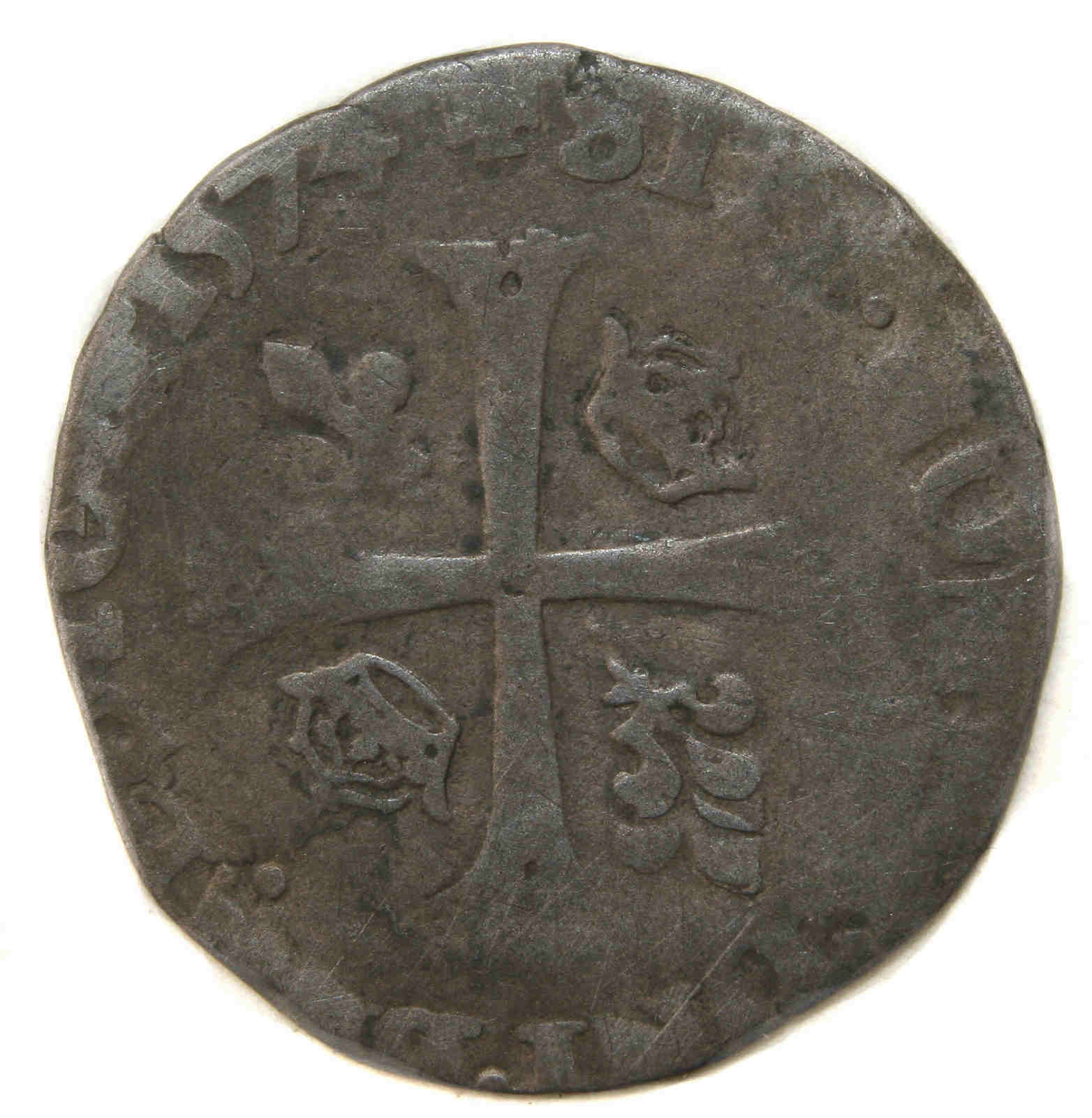 Monnaies royales francaises Charles IX Douzain 2C 1574 TROYES revers