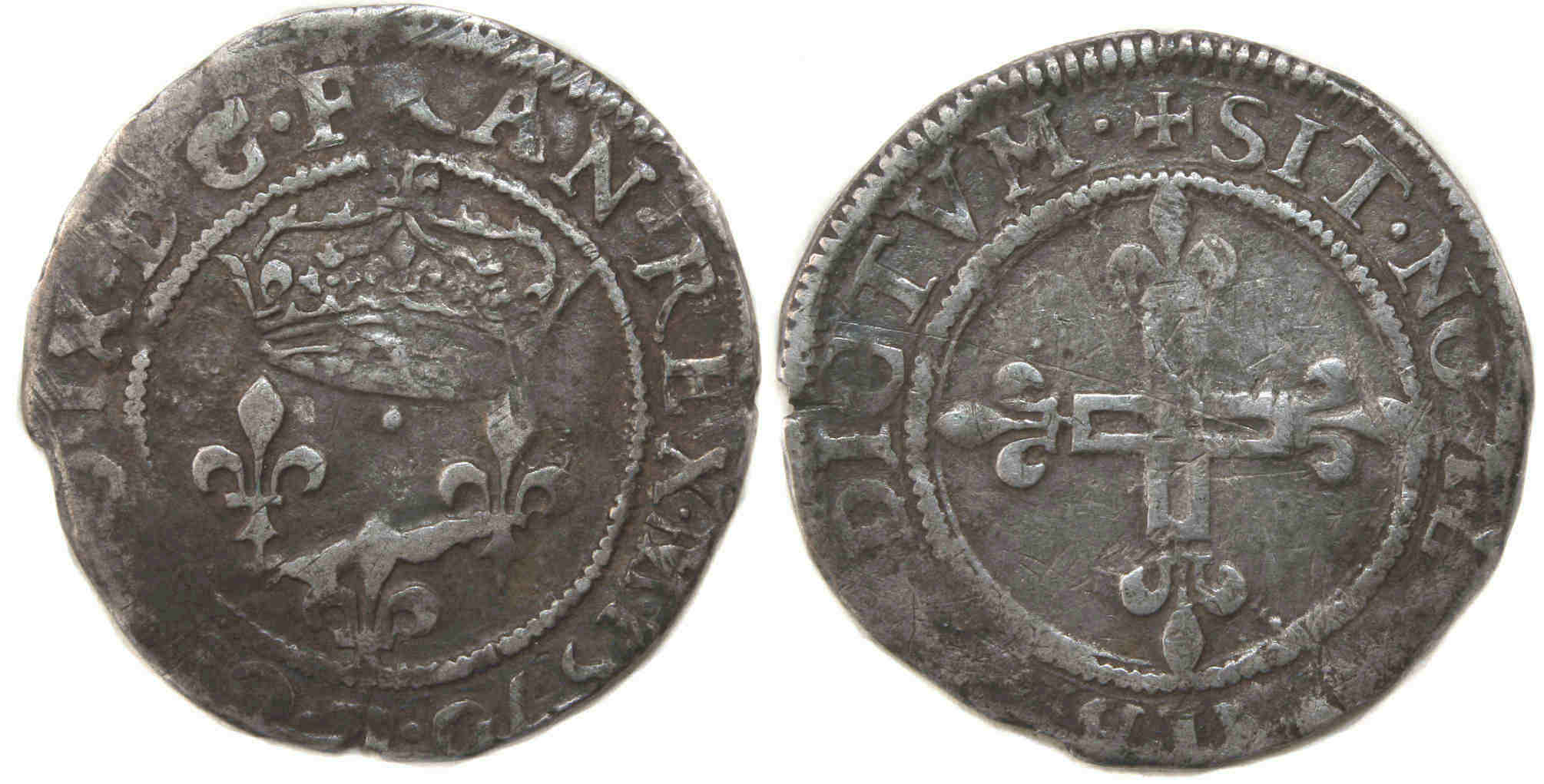 Monnaies royales francaises CHARLES IX Double sol 1570 VILLENEUVE
