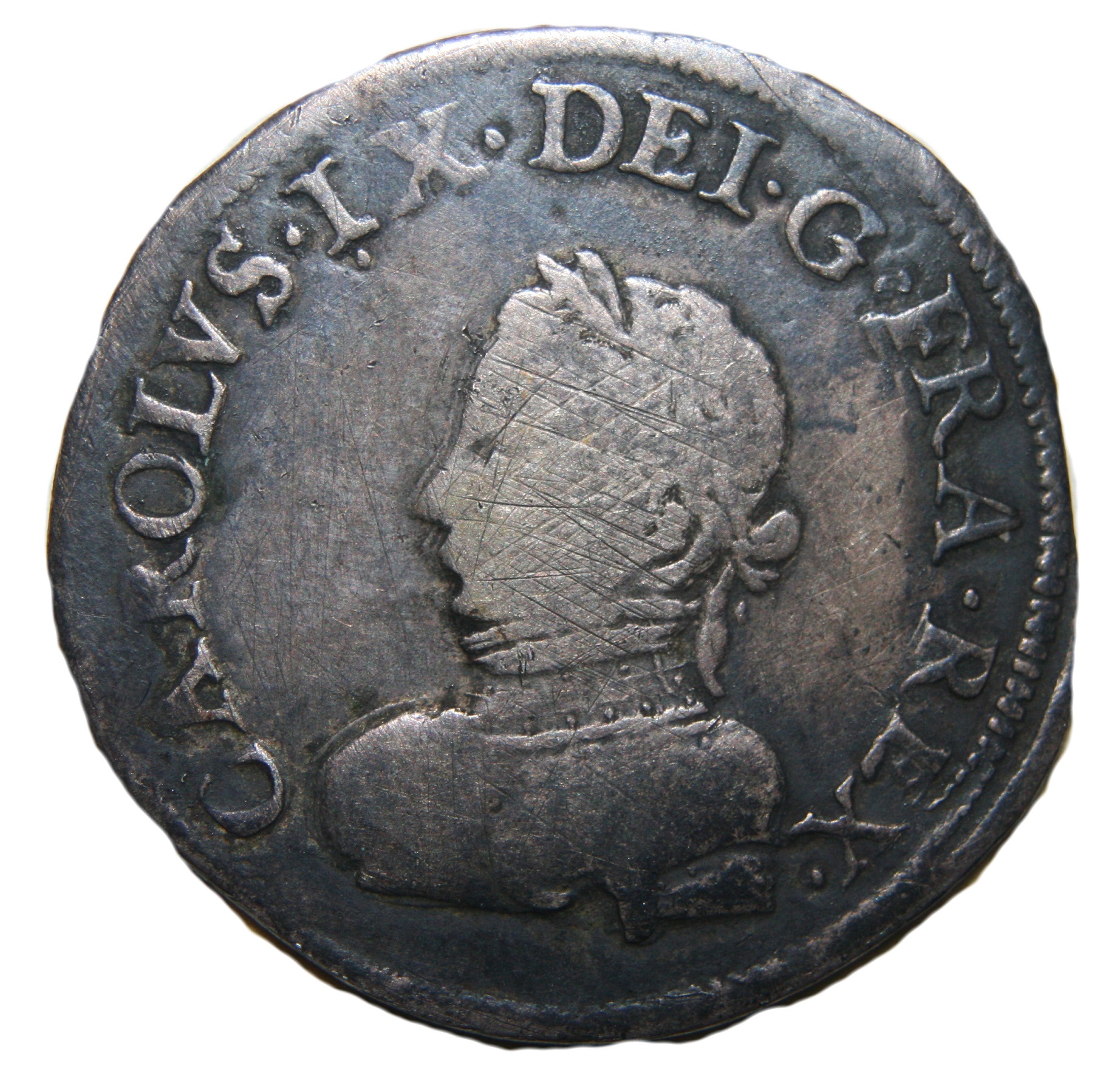 Monnaies royales francaises-Charles IX-TESTON-1568-POITIERS-droit