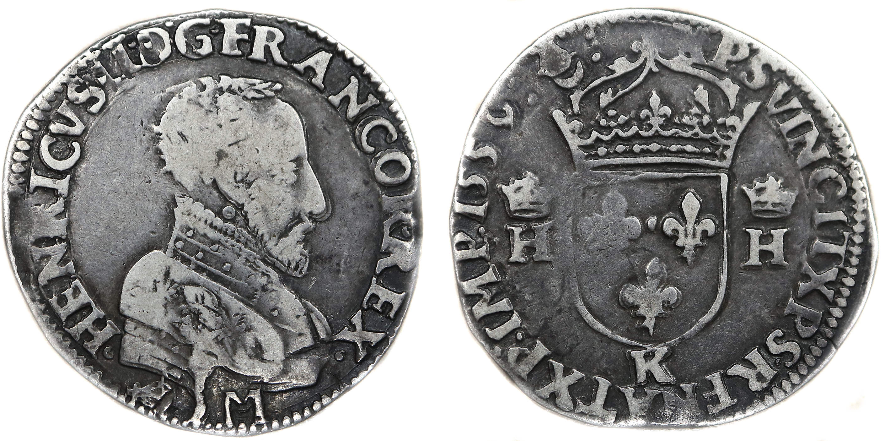 Monnaies royales francaises FRANCOIS II TESTON 1558 BORDEAUX