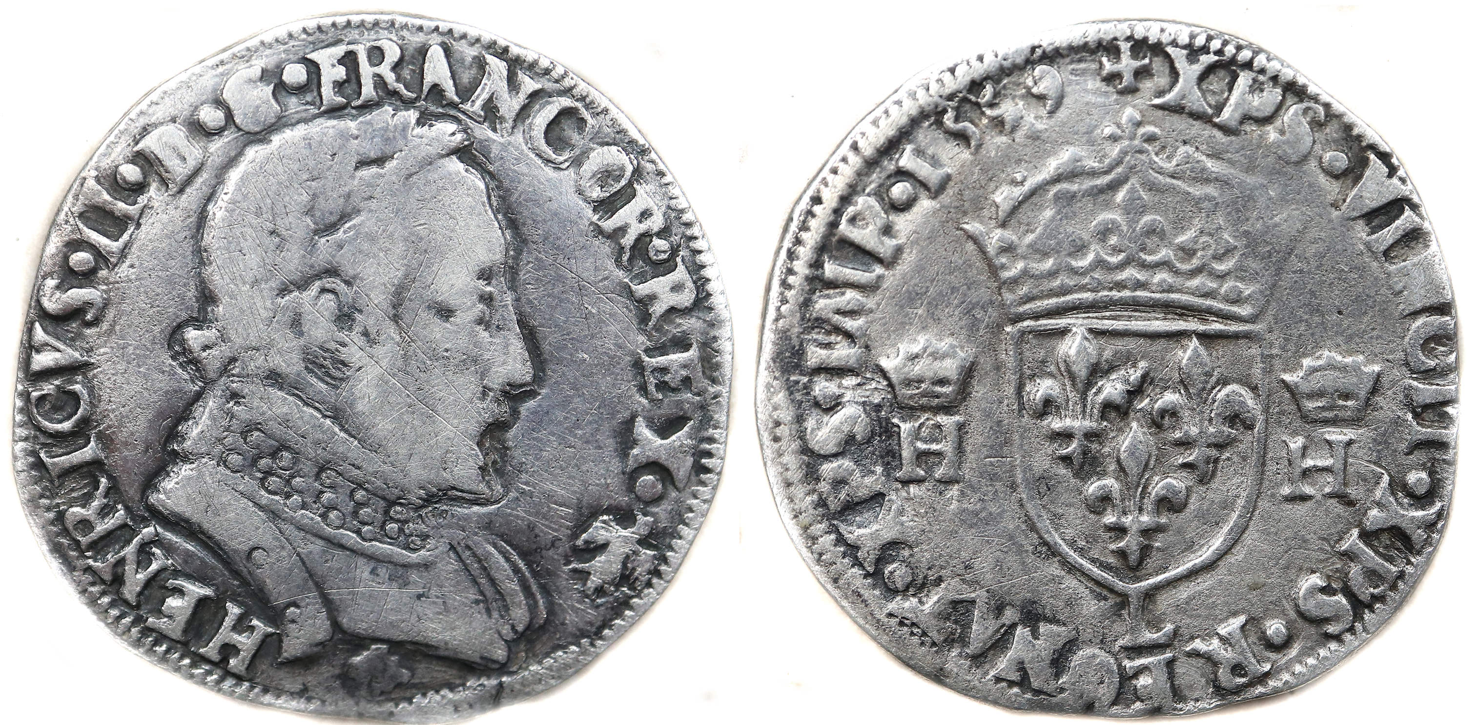 Monnaies royales francaises FRANCOIS II Teston 1559 BAYONNE
