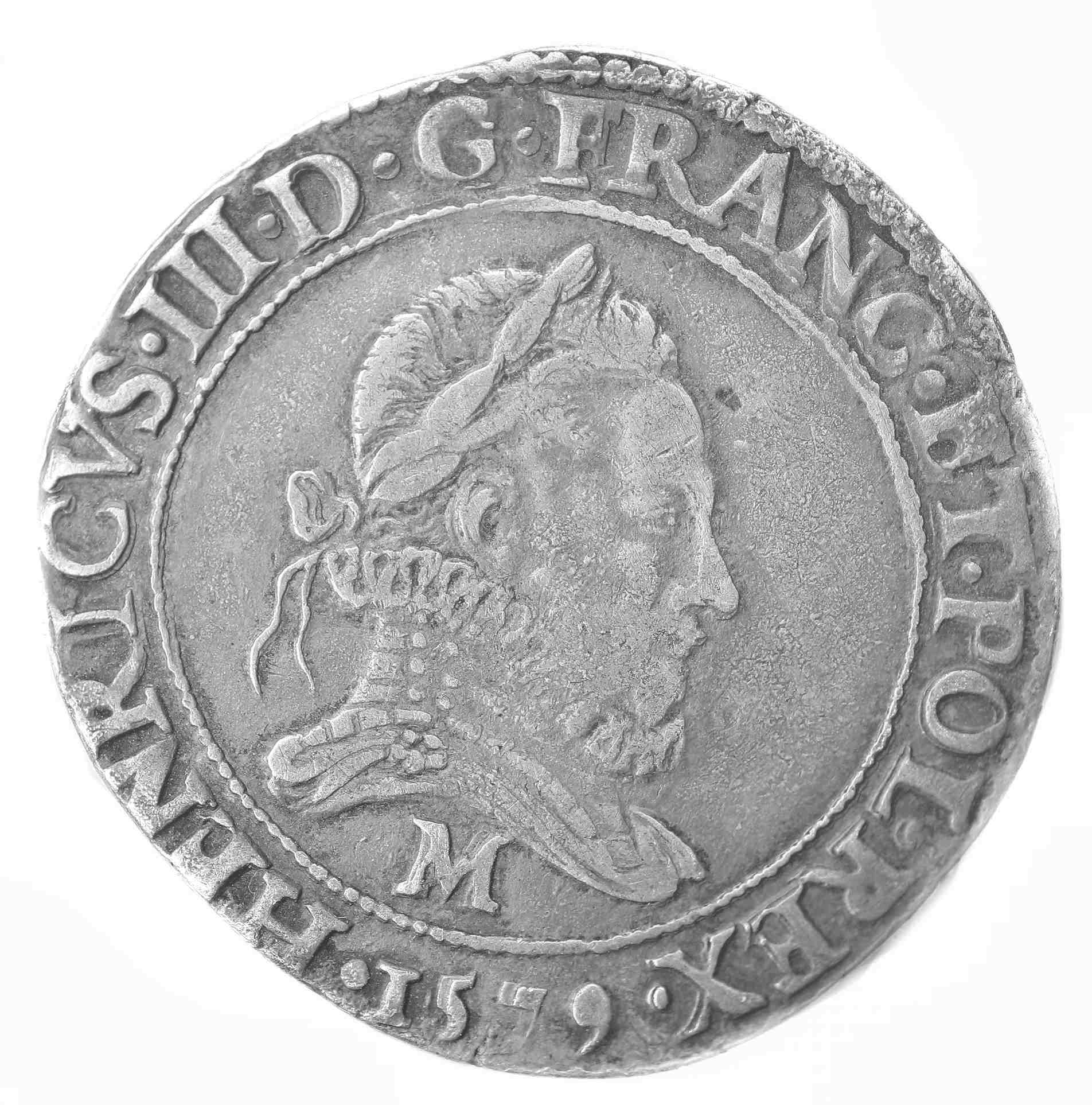 Monnaies royales HENRI III Franc 1579 toulouse DROIT