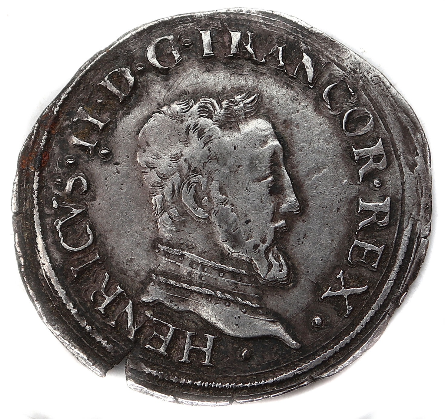 Monnaies royales francaises HENRI II DEMI TESTON 1551 LA ROCHELLE DROIT