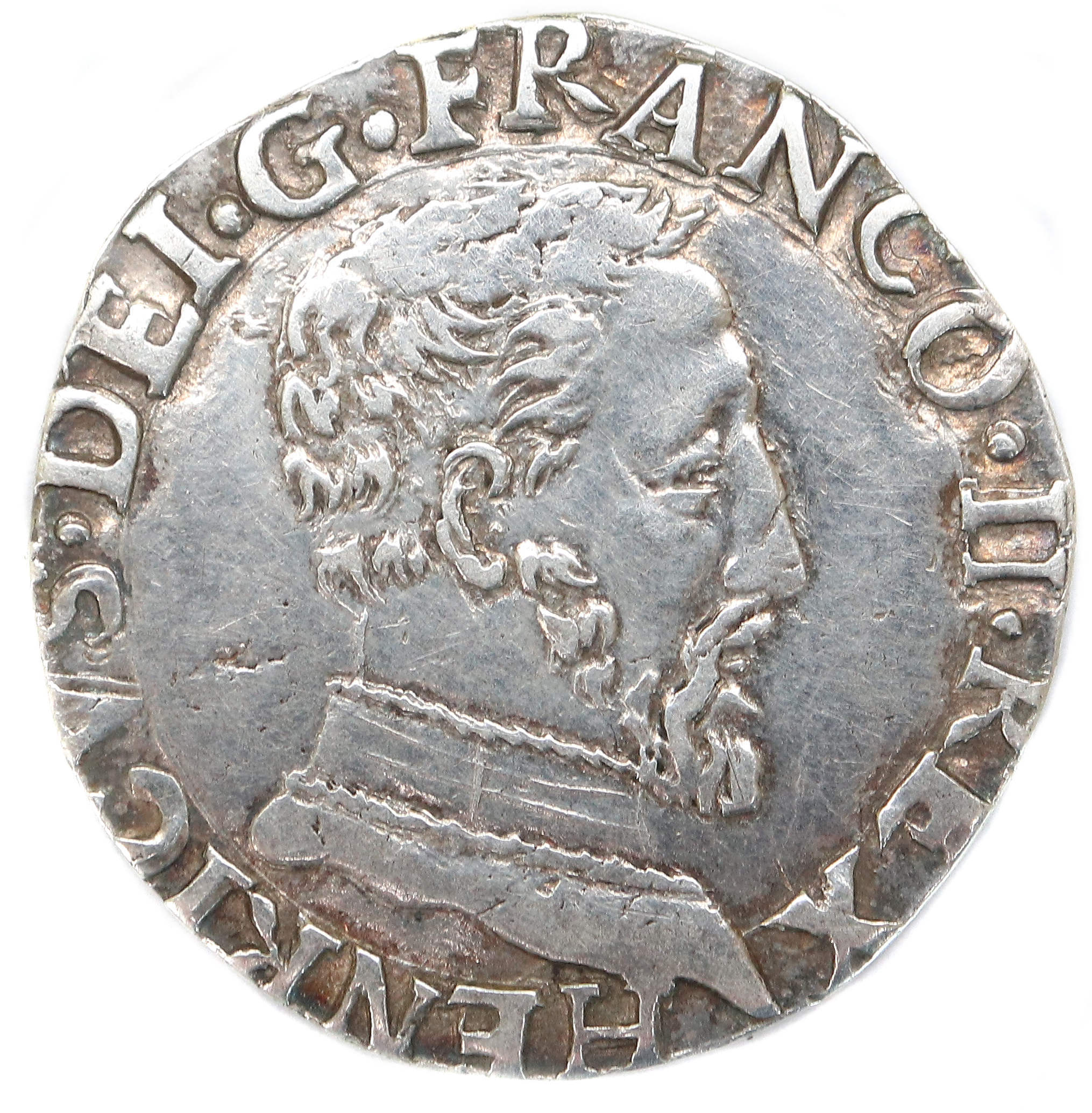 Monnaies royales francaises FRANCOIS II demi teston 1559 TOLULOUSE droit