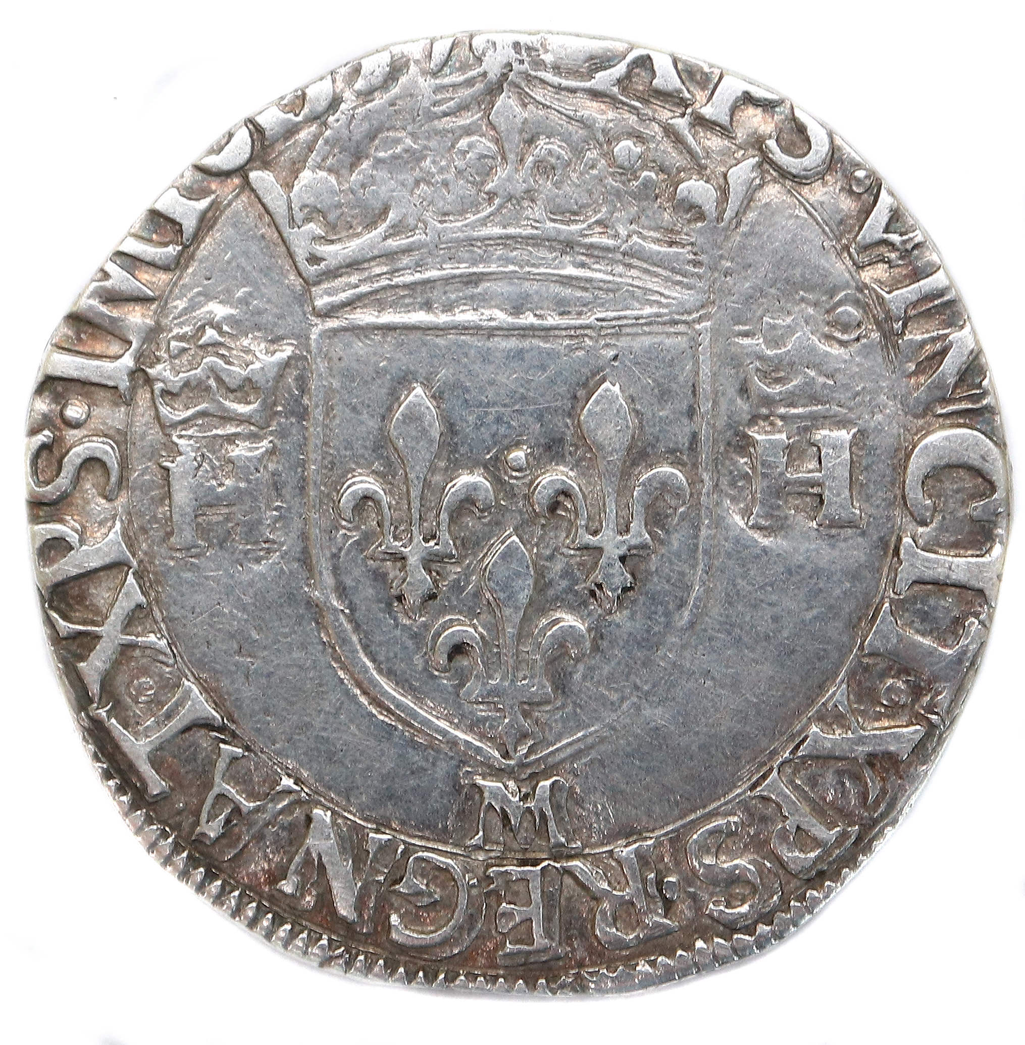 Monnaies royales francaises FRANCOIS II demi teston 1559 TOULOUSE revers