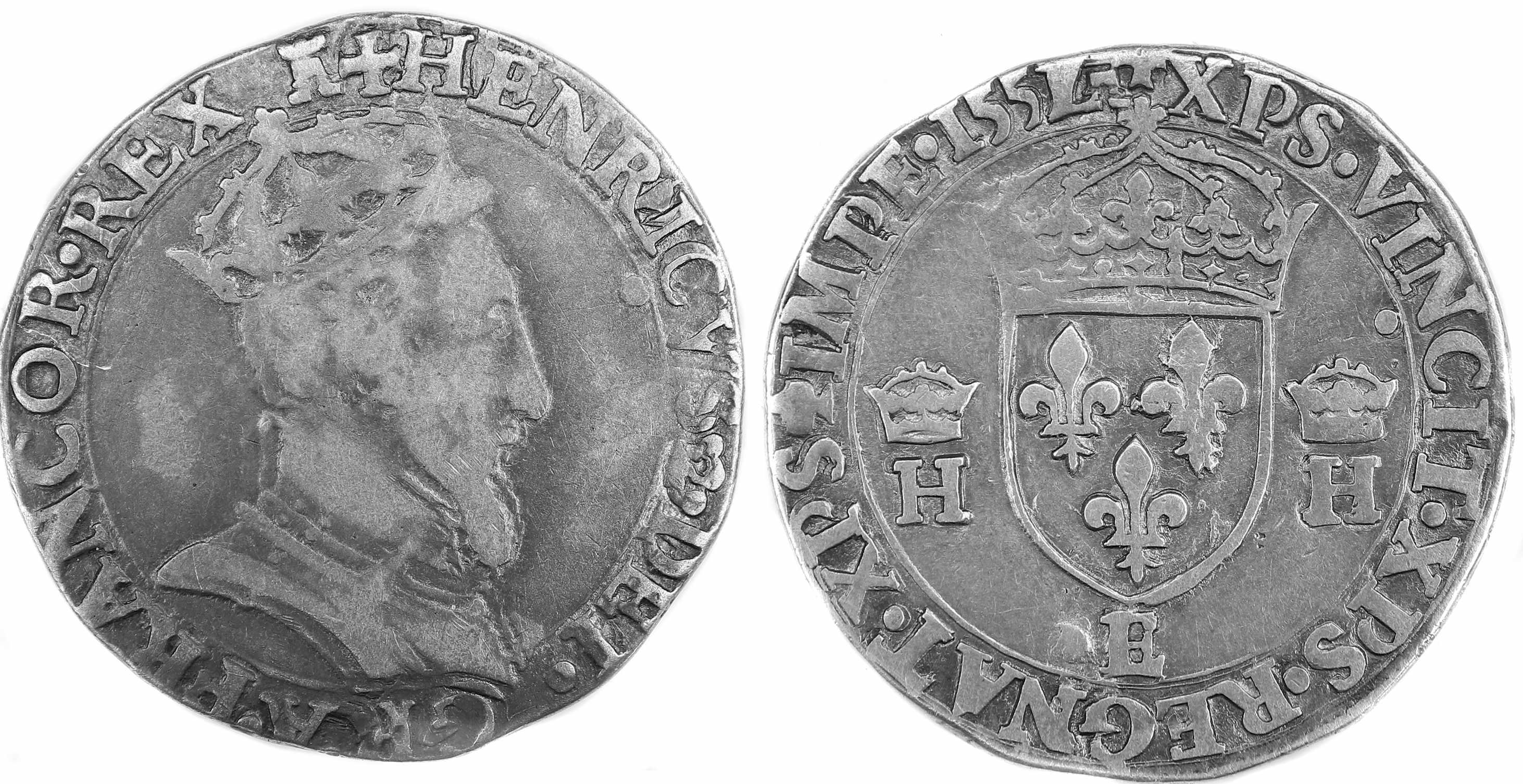 Monnaies royales francaises HENRI II TESTON 1552 TOURS