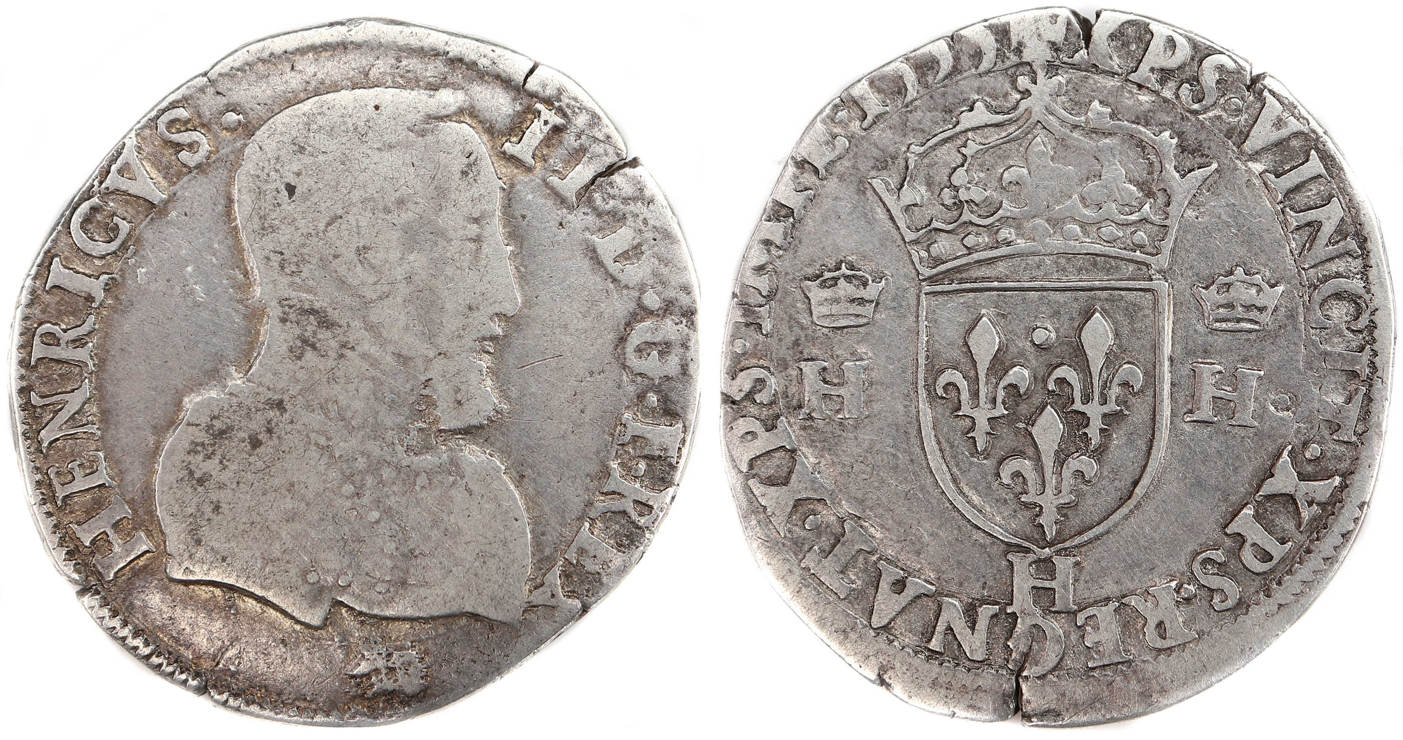 Monnaies royales francaises HENRI II TESTON 1555 LA ROCHELLE