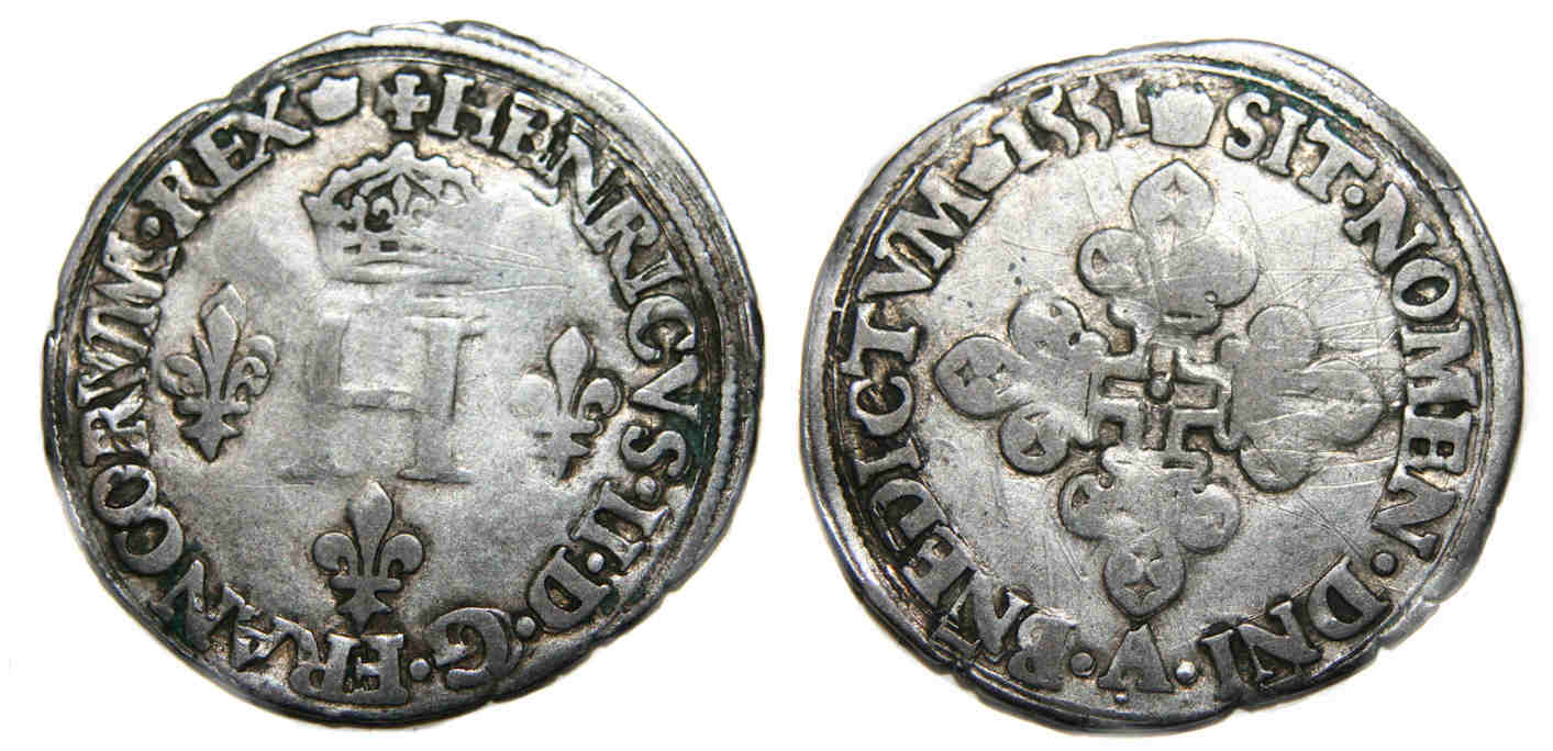 Monnaies royales francaises-HENRI II-sol parisis-1551