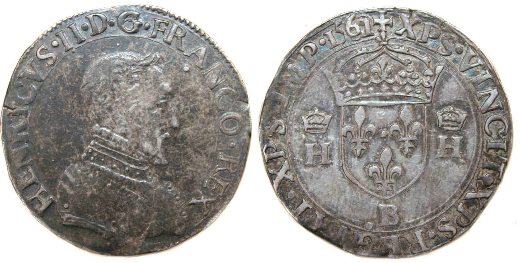 Monnaies royales francaises HENRI II TESTON 1561 ROUEN