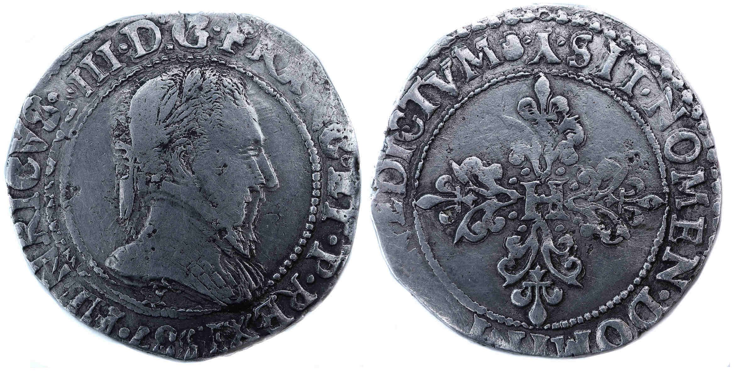 HENRI III DEMI FRANC 1587 BOURGES