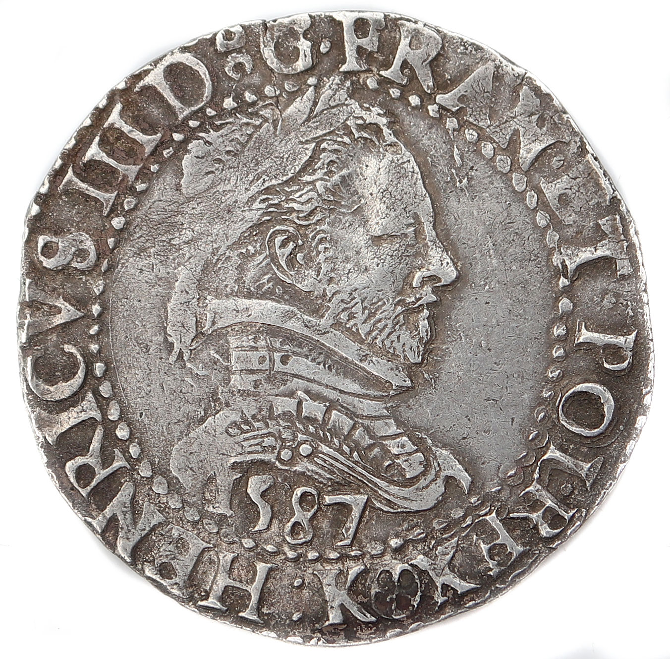 HENRI III-demi franc-1587-BORDEAUX-DROIT