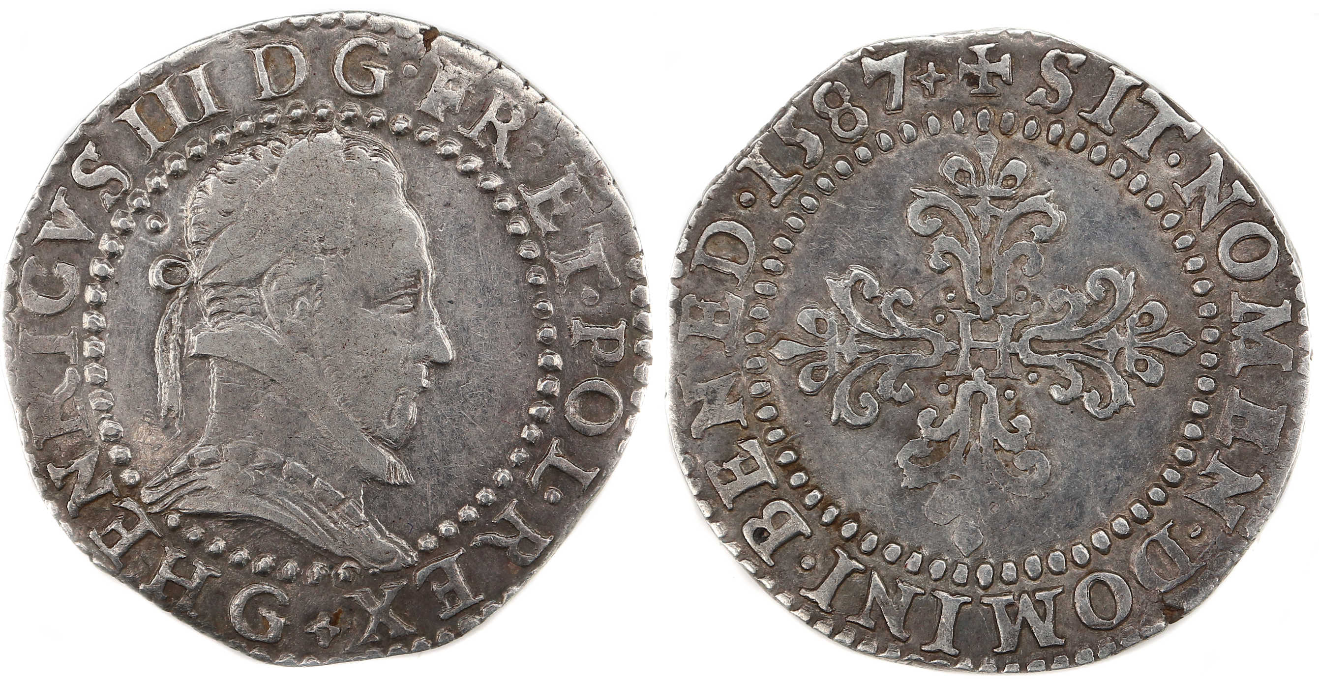 HENRI III-DEMI FRANC-1587-POITIERS