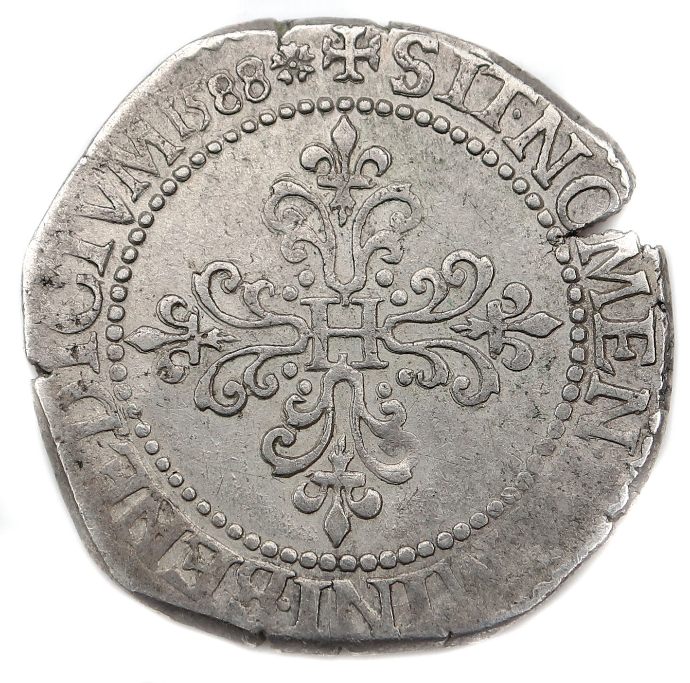 HENRI III DEMI FRANC 1588 RIOMREVERS