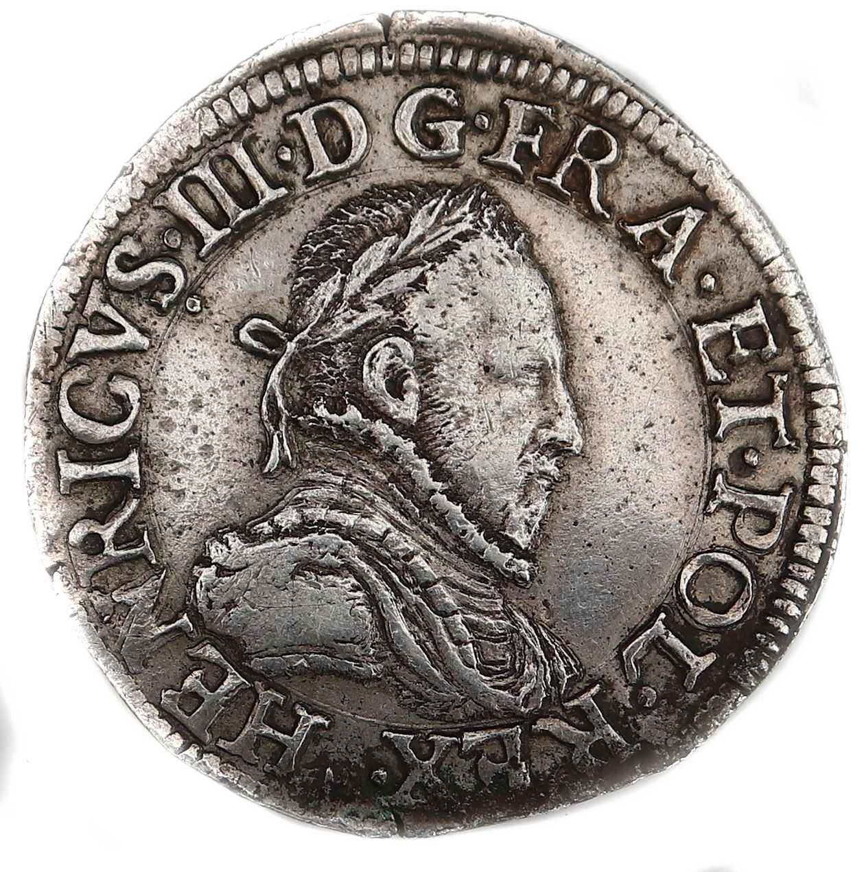 Monnaies royales francaises-HENRI III-DEMI TESTON-1575-POITIERS-droit