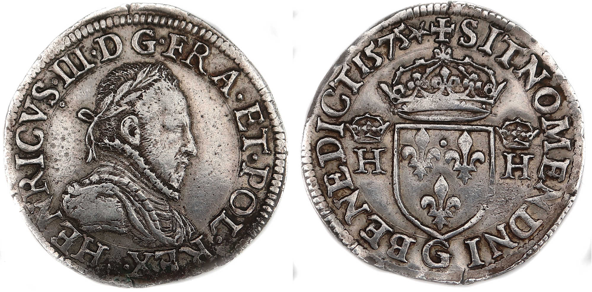 Monnaies royales francaises-HENRI III-demi teston-1575