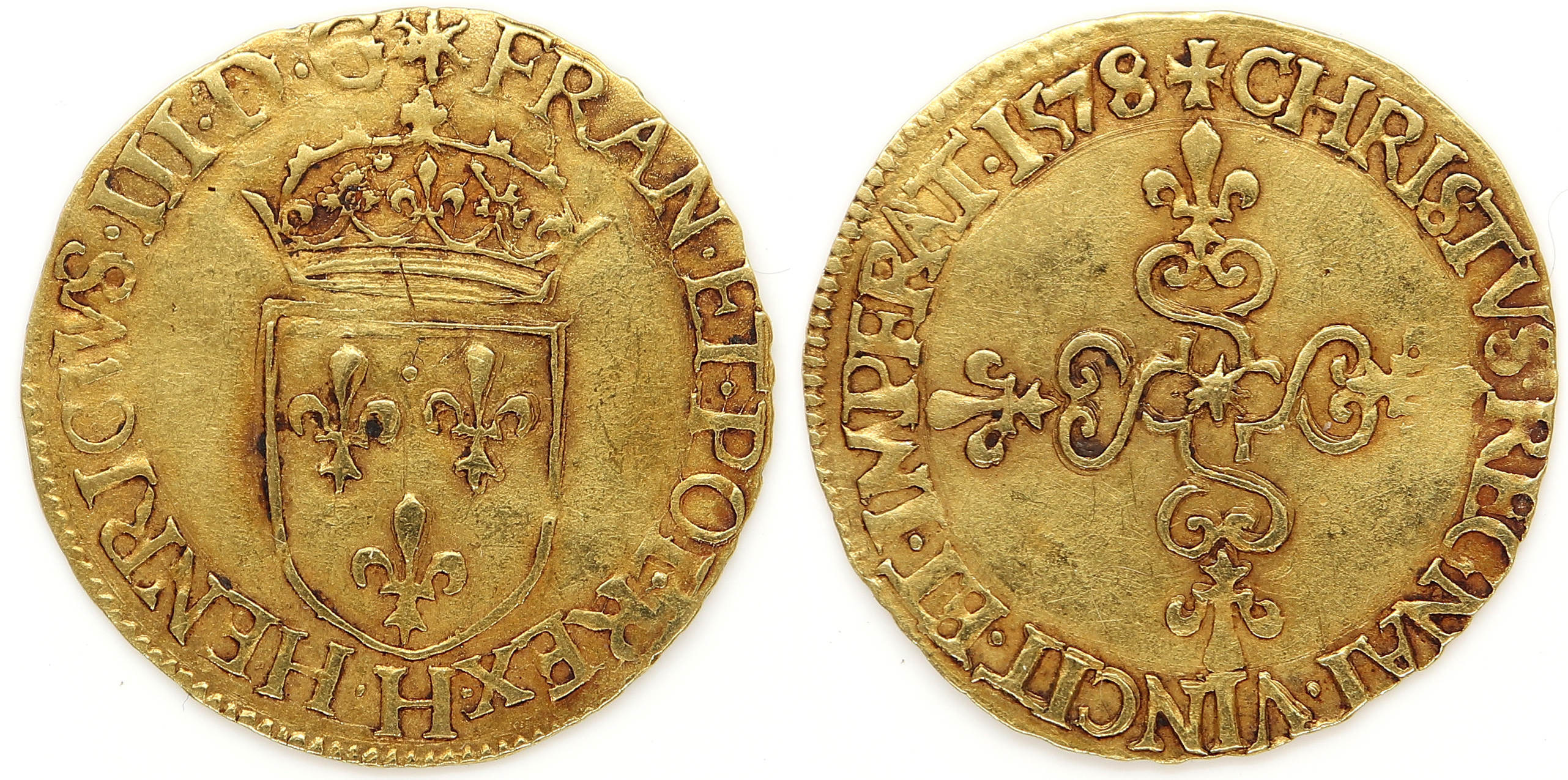 HENRI III ECU OR 1578 LA ROCHELLE
