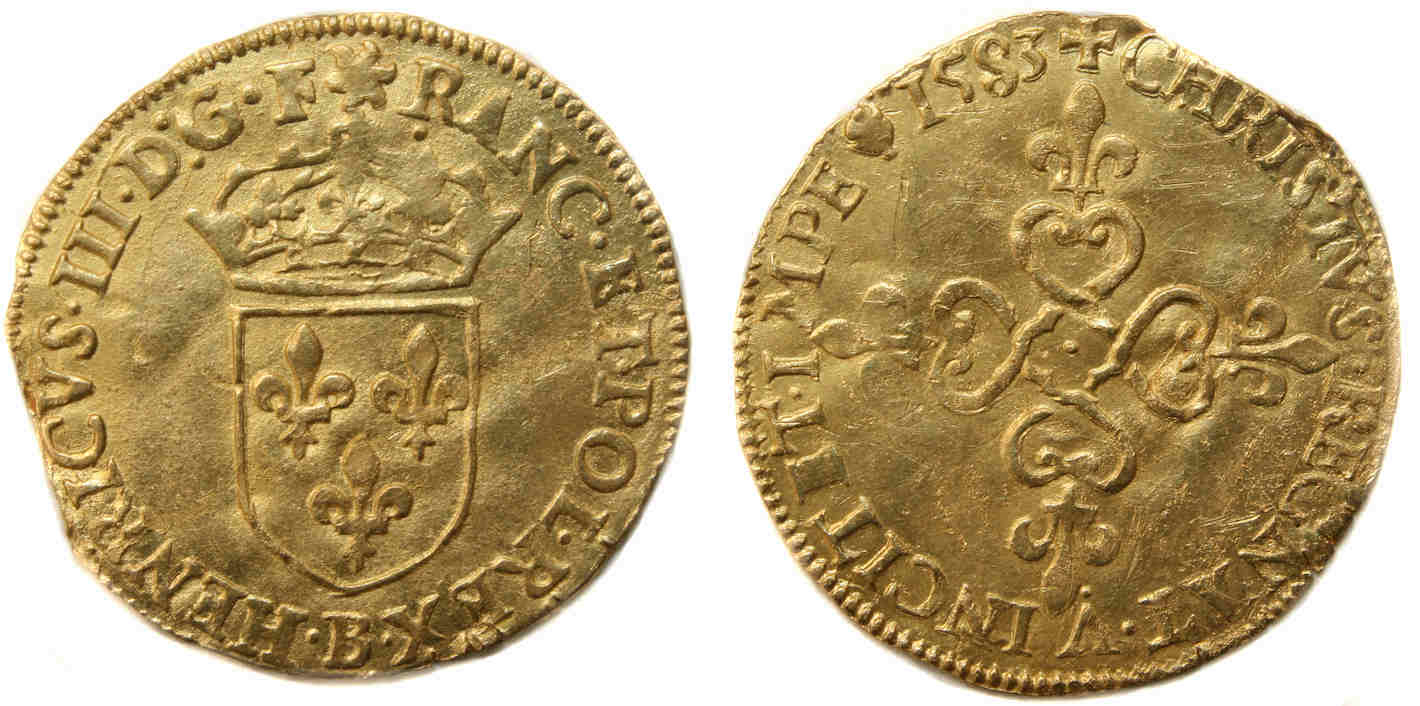 HENRI III ECU OR 1583 ROUEN