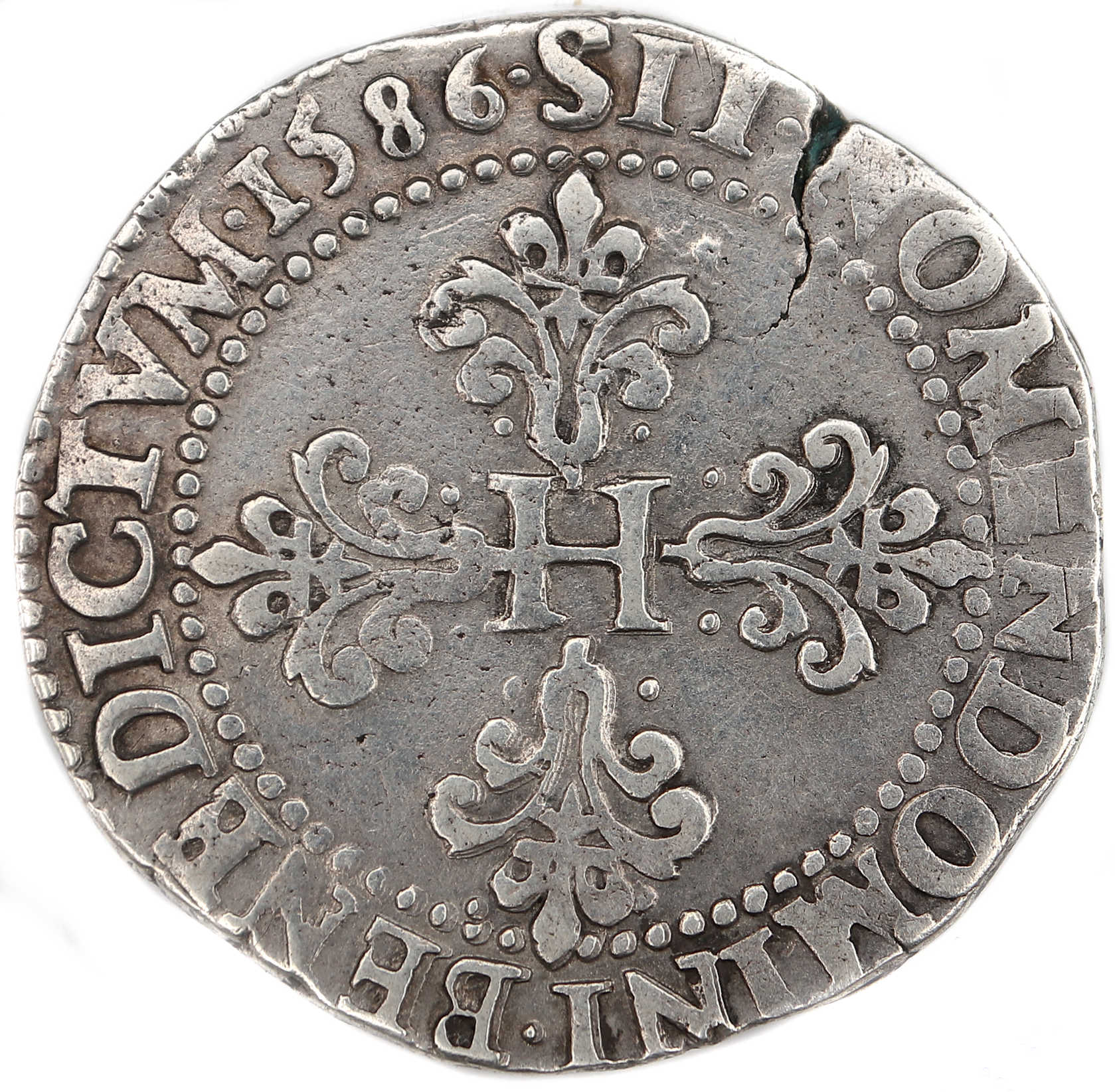 HENRI III-FRANC-1586-ROUEN-revers