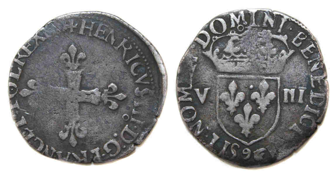 Monnaies royales HENRI III HUITIEME ECU 1587 RENNES