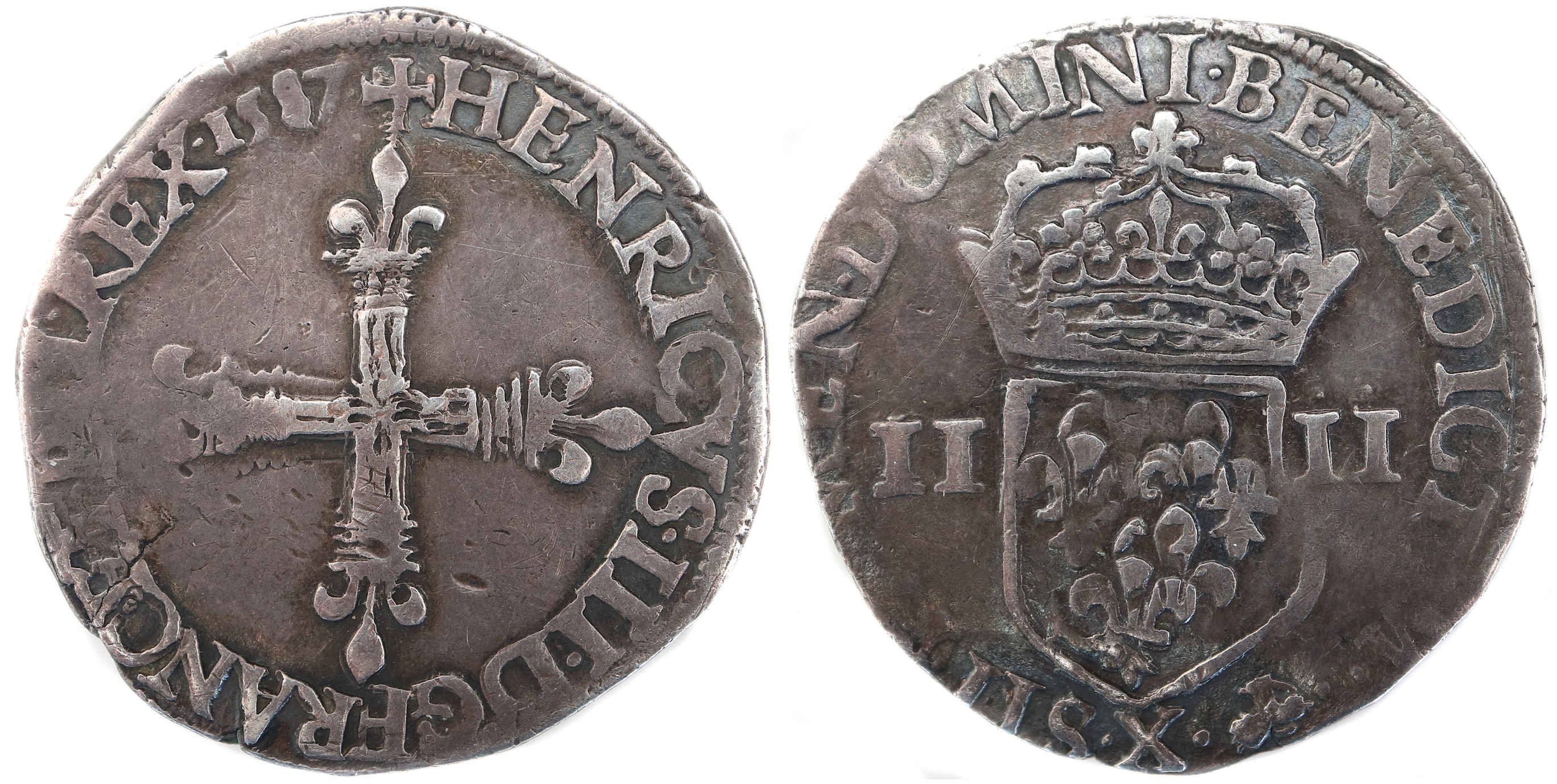 HENRI III QUART ECU 1587 AMIENS