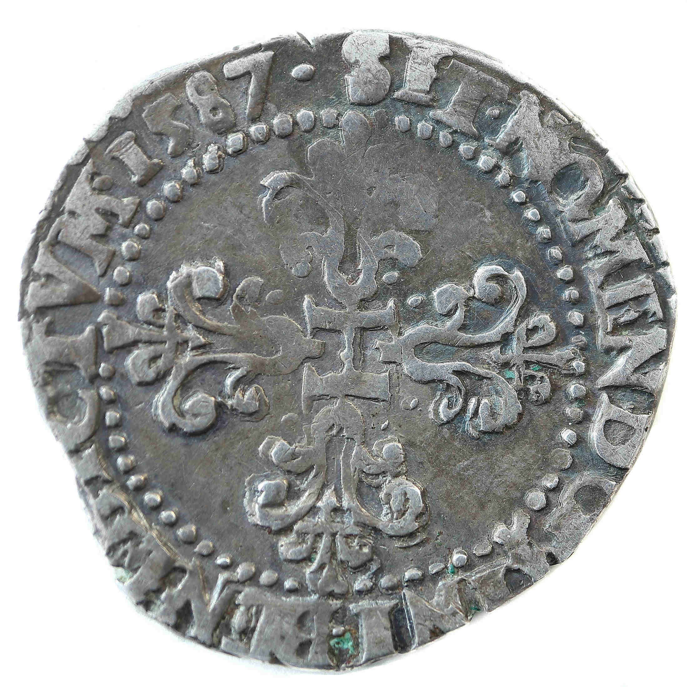 HENRI III QUART FRANC 1587 AMIENS REVERS