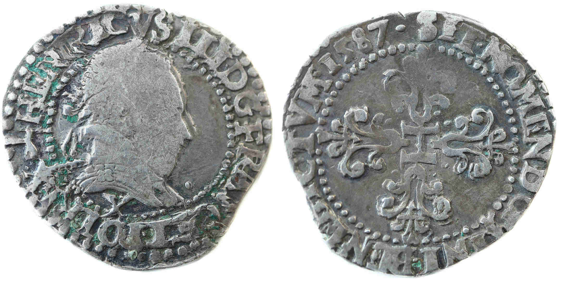 HENRI III QUART FRANC 1587 AMIENS