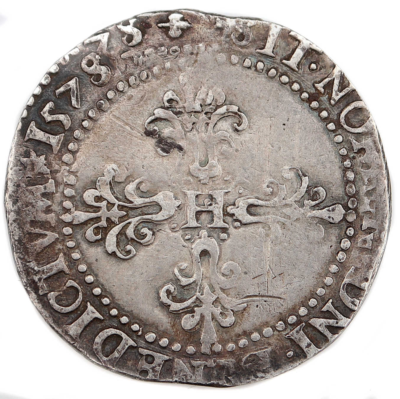 Monnaies royales francaises-HENRI III-demi franc-1578-LA ROCHELLE-revers