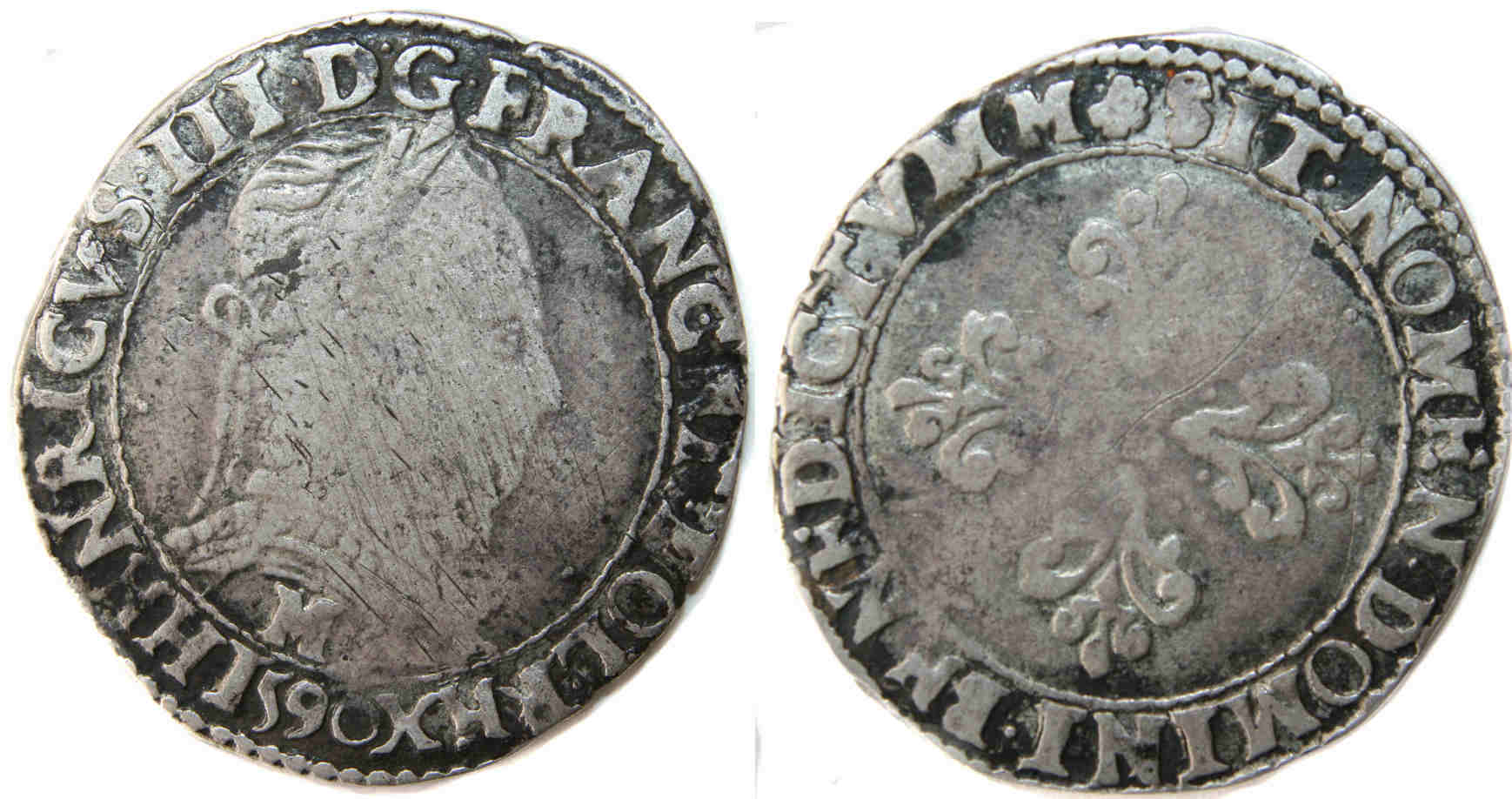Monnaies royales francaises HENRI III 1590 TOULOUS