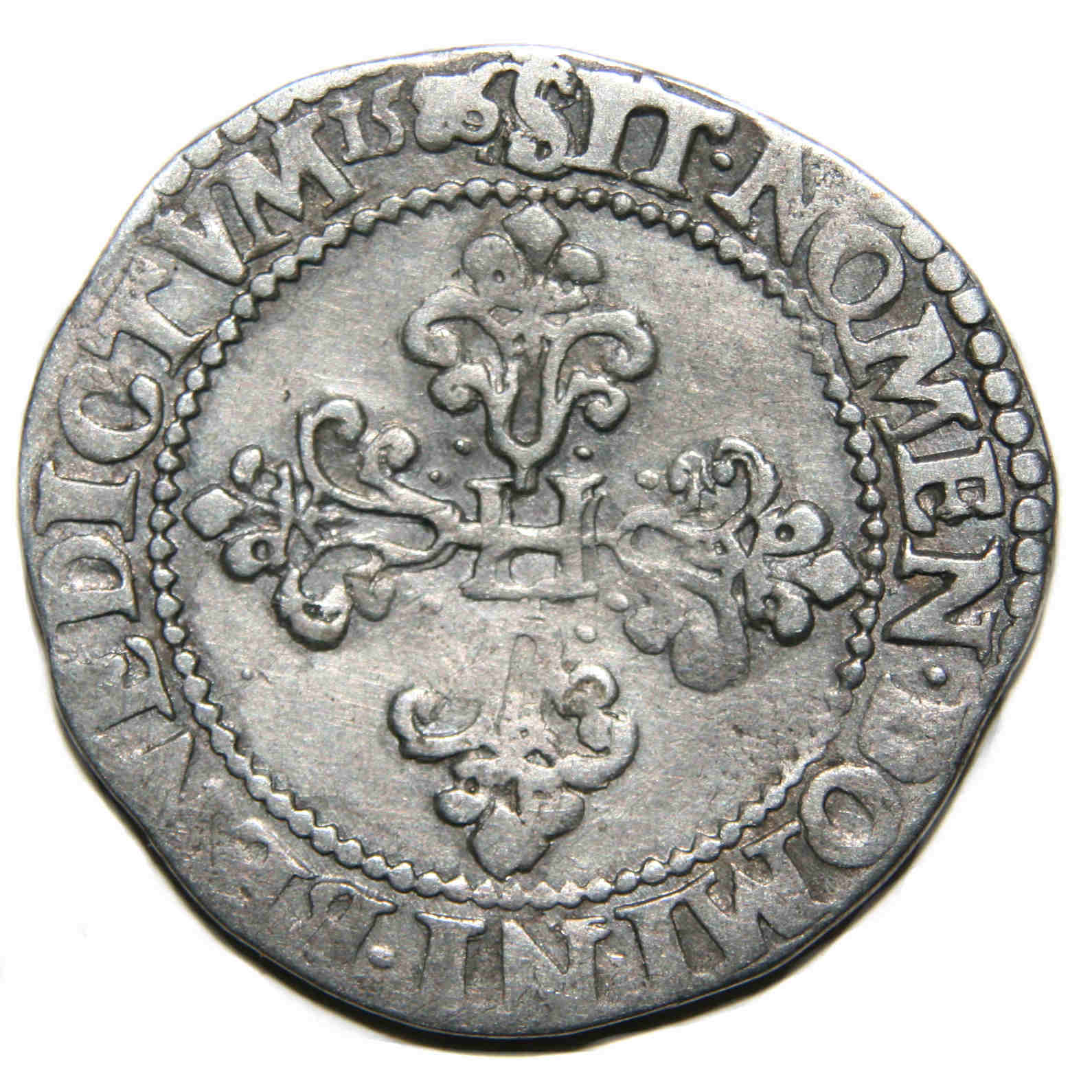 Monnaies royales francaises-HENRI III-demi franc-1586-AMIENS
