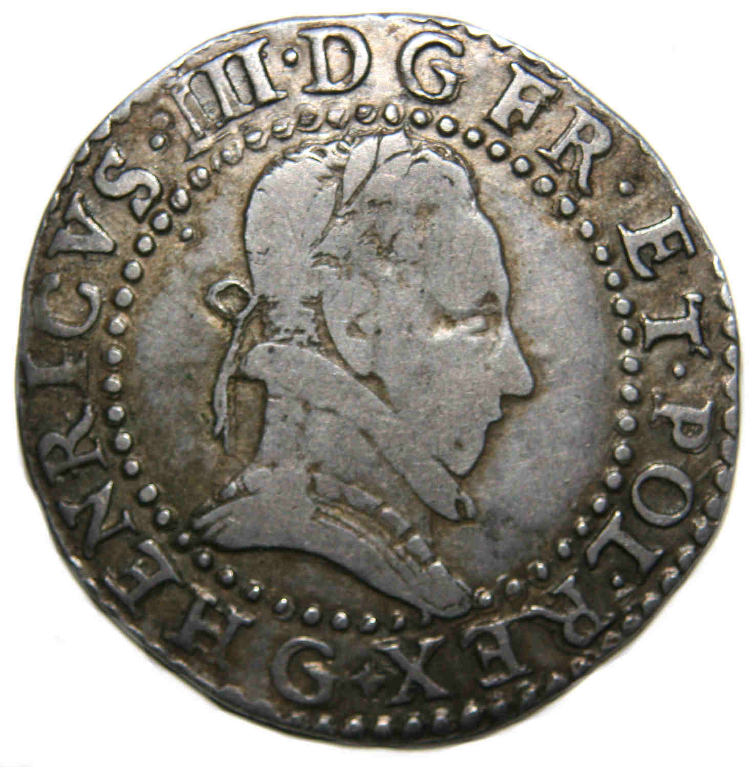 Monnaies royales francaises-HENRI III-demi franc-1587-POITIERS-droit