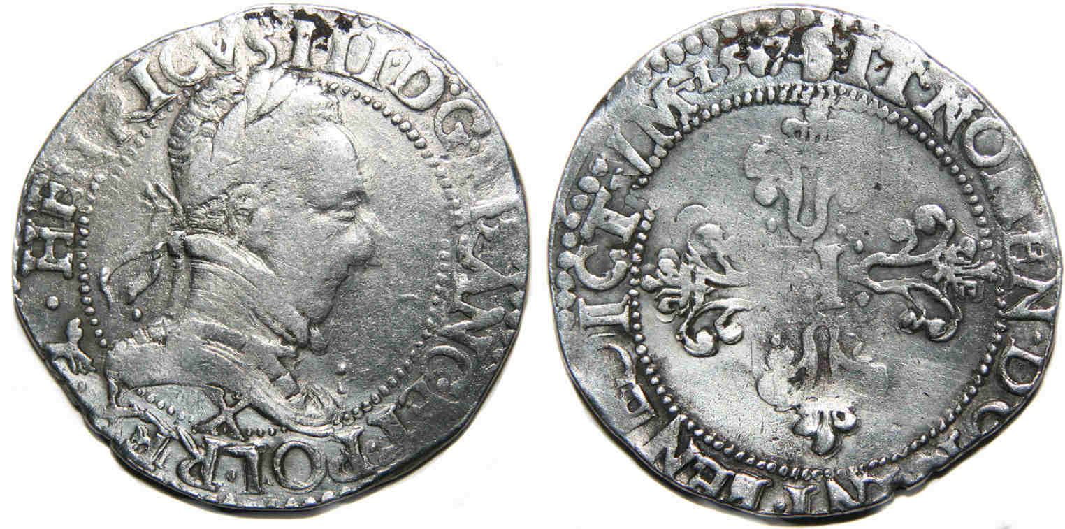 Monnaies royales francaises-HENRI III-demi franc-1587-AMIENS-ex4