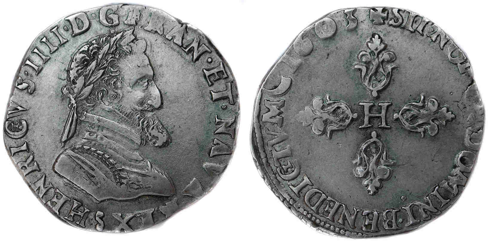 HENRI IV DEMI FRANC 1603 TROYES