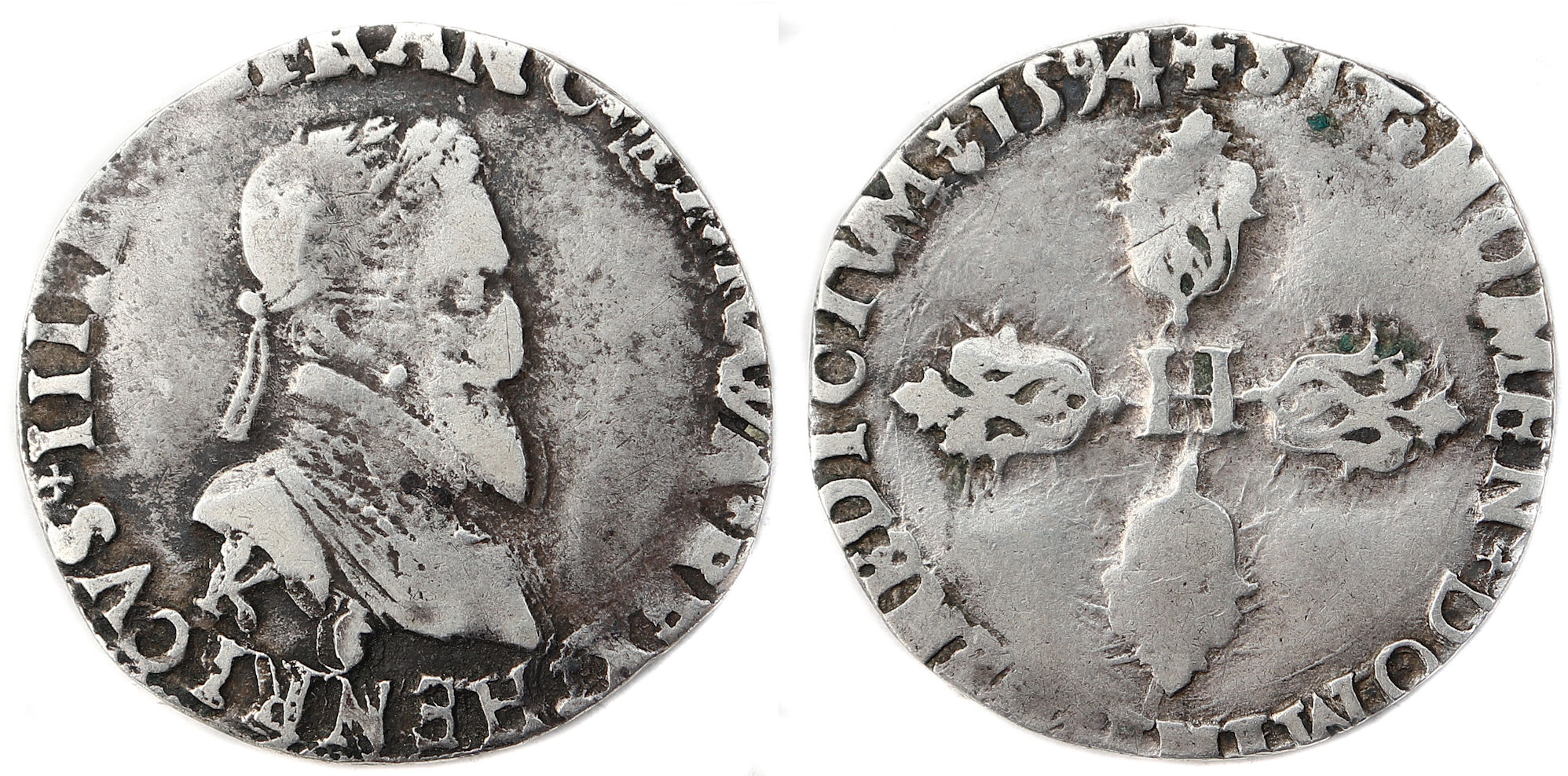 Monnaie Henri IV-Demi Franc-1594-BORDEAUX
