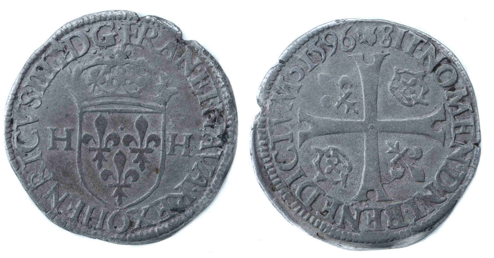 Monnaies royales de HENRI IV-Douzain-1596-RIOM