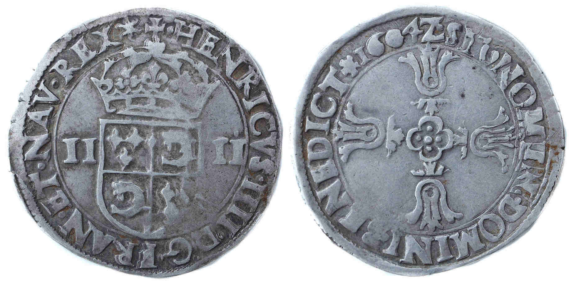 Monnaies Henri IV-quart écu-1604-GRENOBLE
