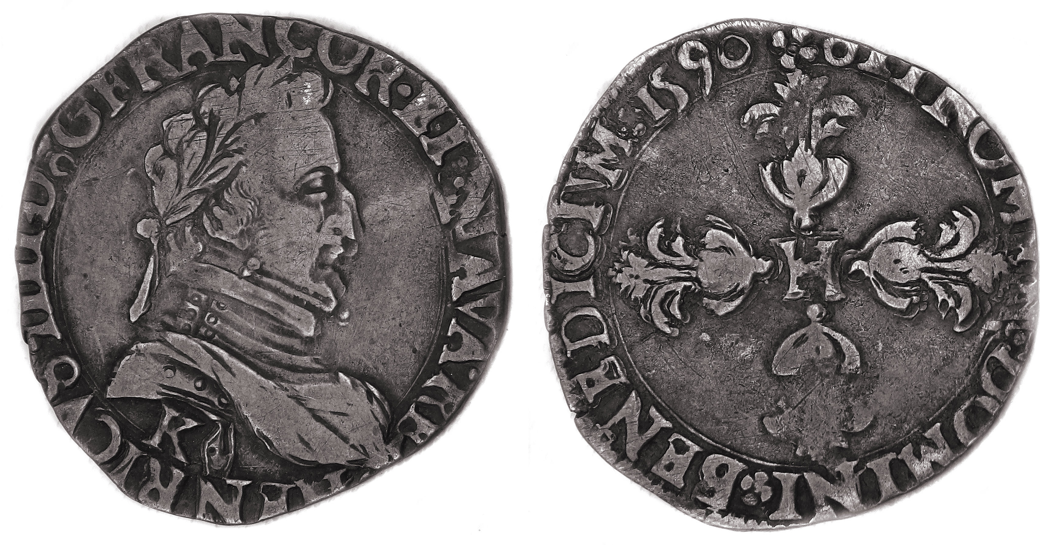 HENRI IV QUART FRANC 1590 BORDEAUX
