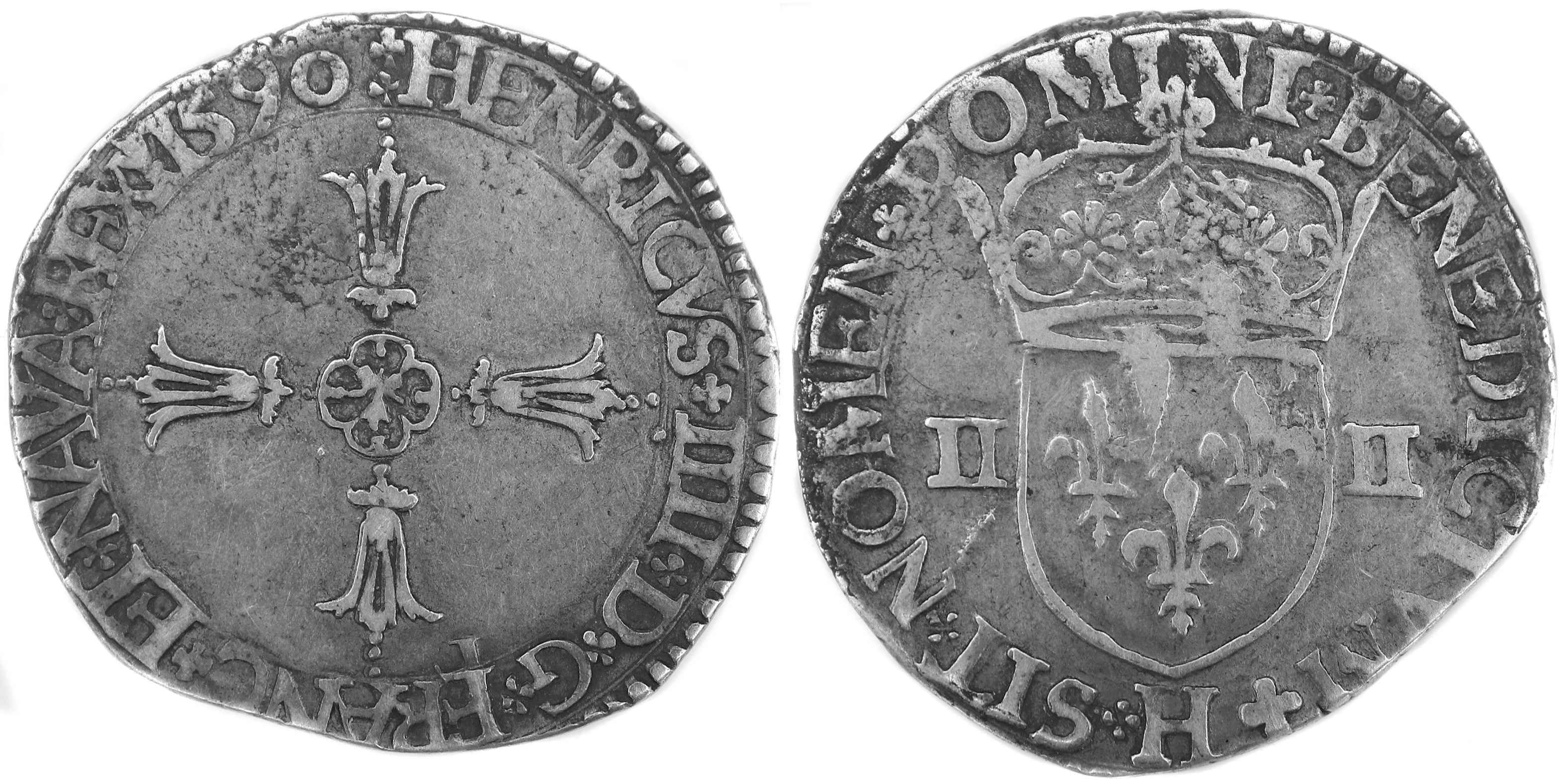 HENRI IV-QUART D'ECU-1590-LA ROCHELLE