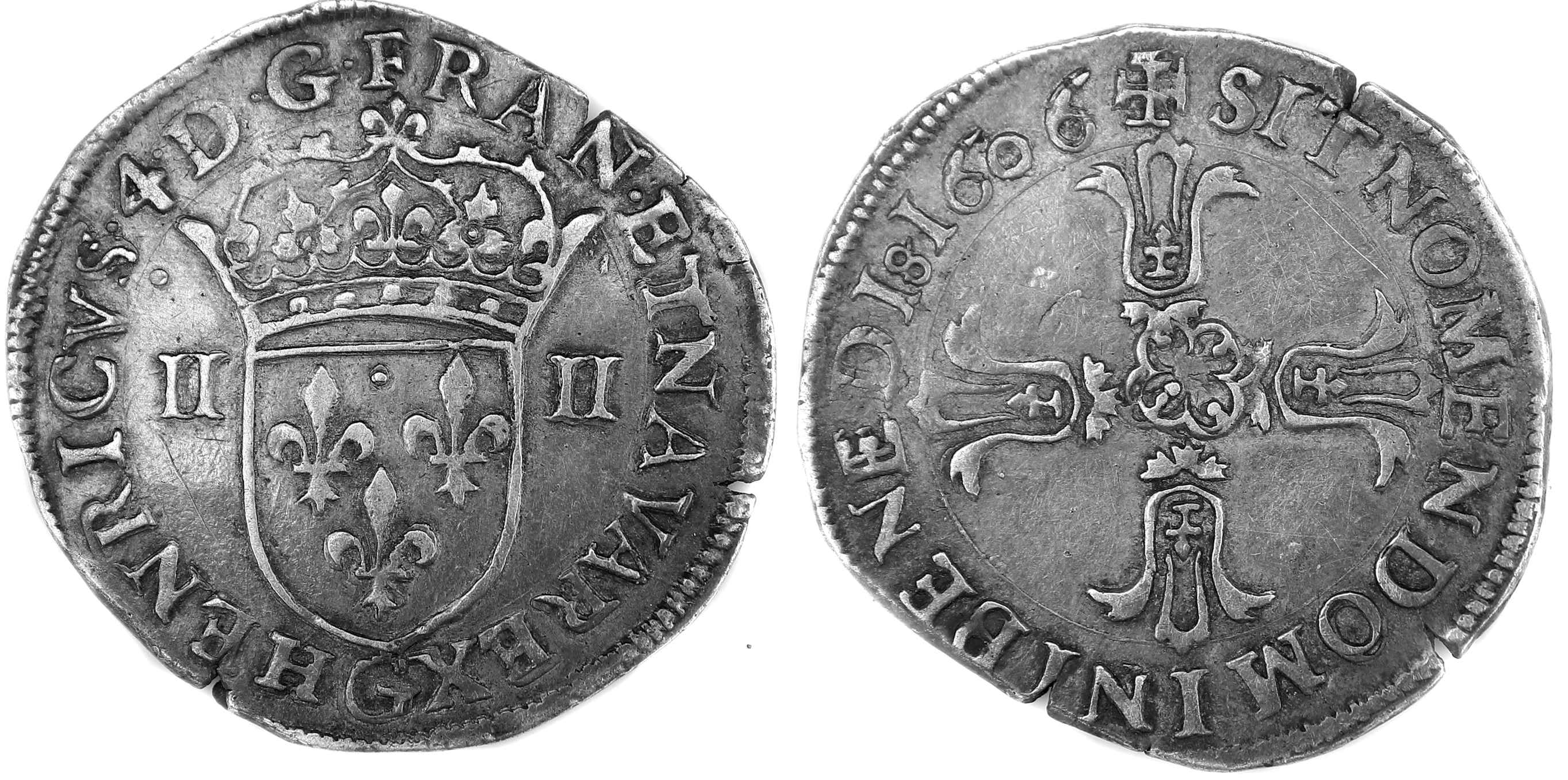 HENRI IV QUART ECU DE FACE 1606 POITIERS
