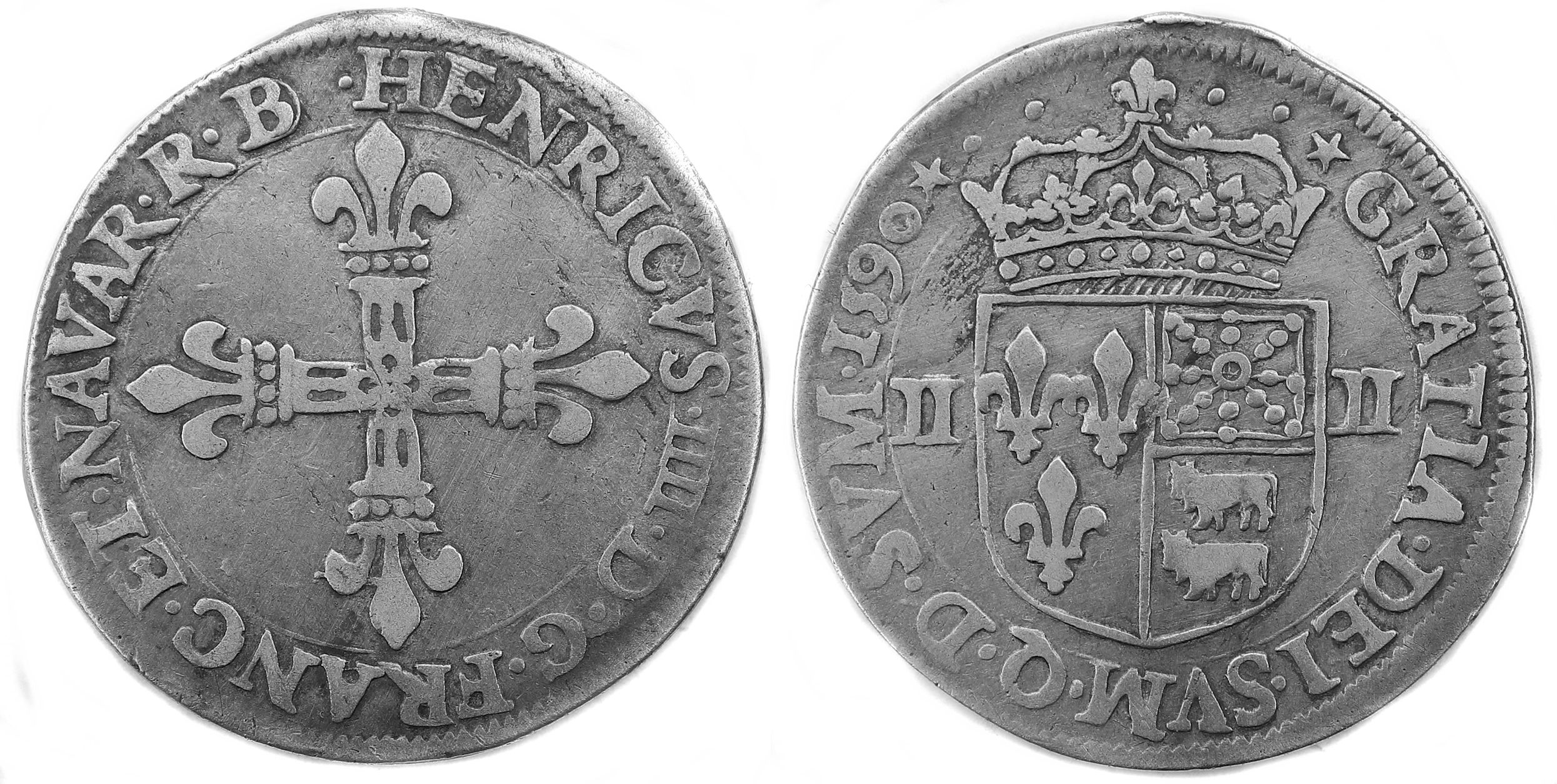 JENRI IV QUART ECU 1590 PAU