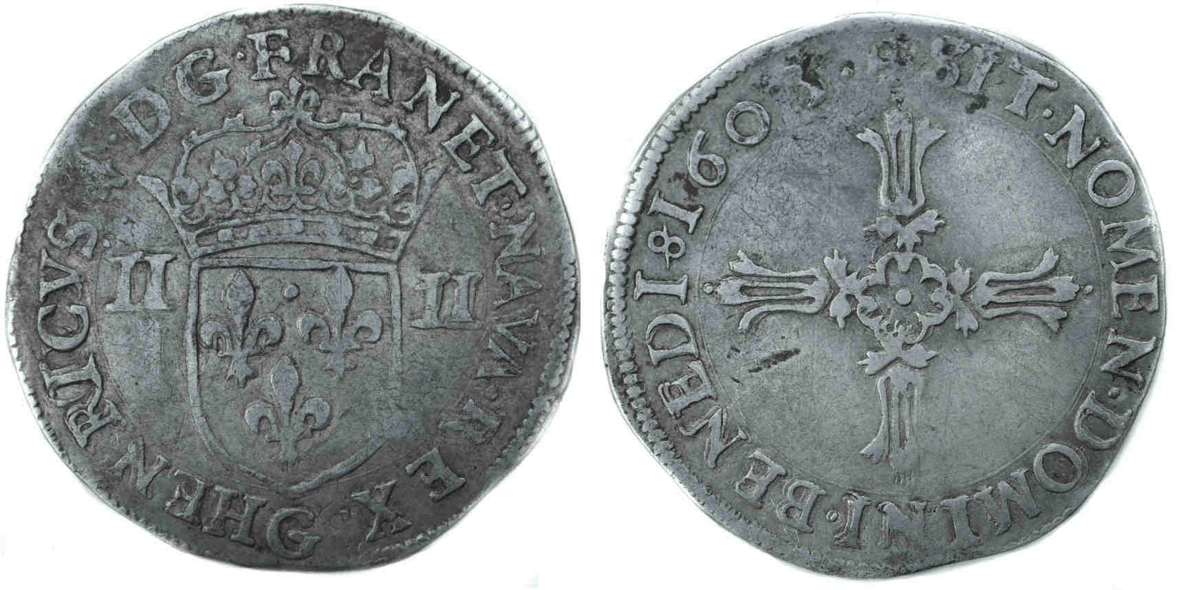 Monnaie HENRI IV-Quart Ecu-1603-Poitiers
